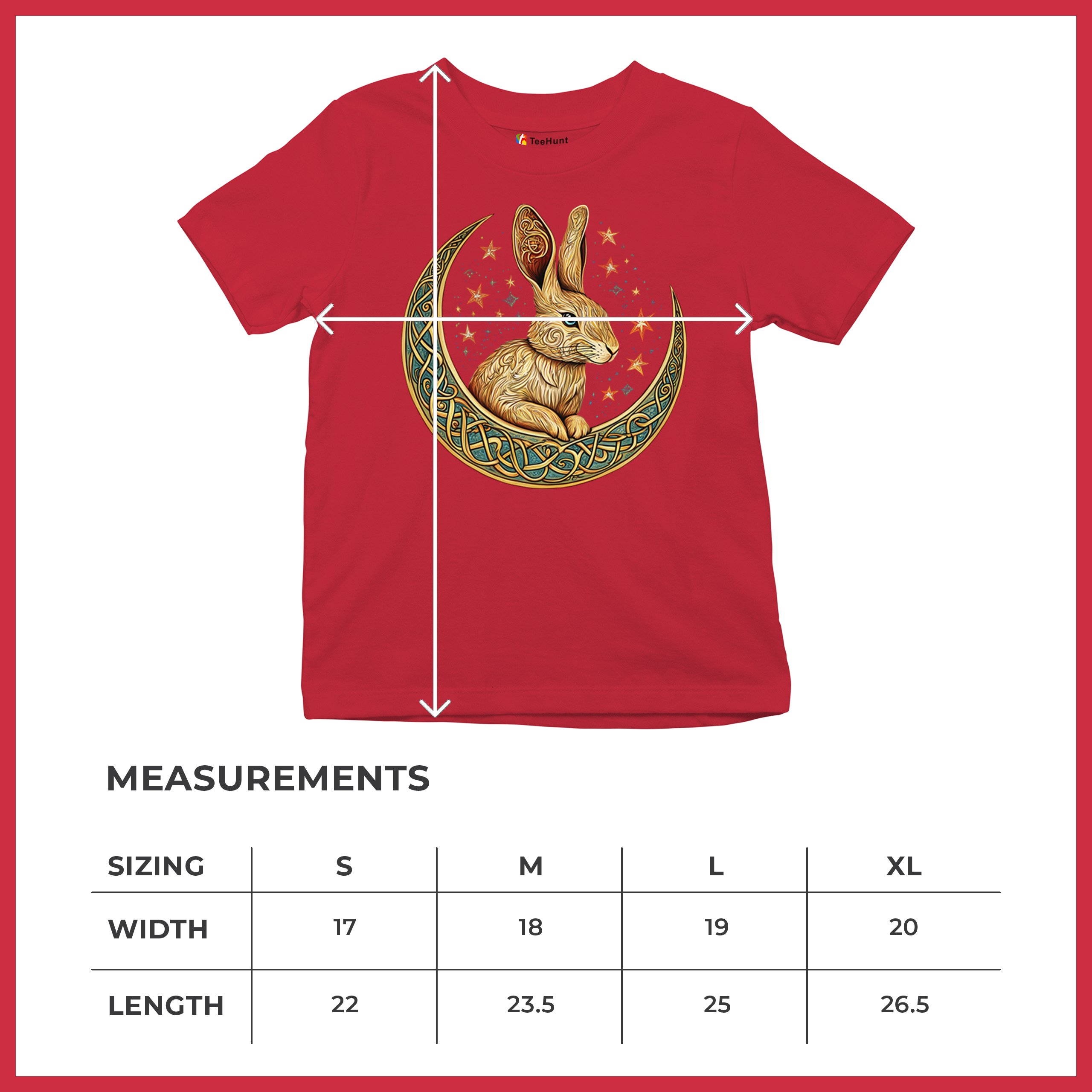 Celtic Moon Rabbit Youth T-shirt Mystical Bunny Spiritual Nordic Nature Kids - Picture 22 of 50