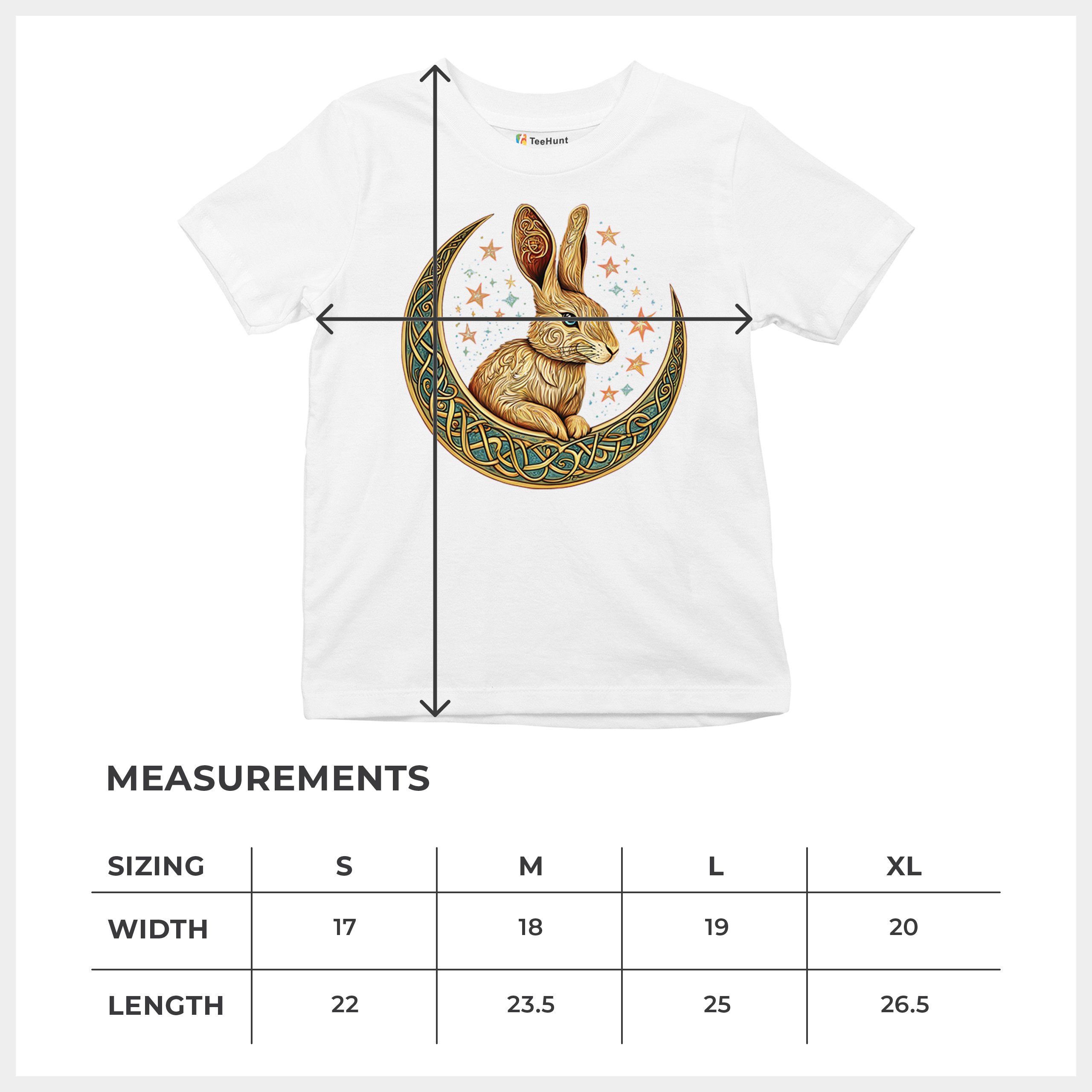 Celtic Moon Rabbit Youth T-shirt Mystical Bunny Spiritual Nordic Nature Kids - Picture 29 of 50
