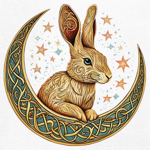 Celtic Moon Rabbit Youth T-shirt Mystical Bunny Spiritual Nordic Nature Kids - Picture 25 of 50