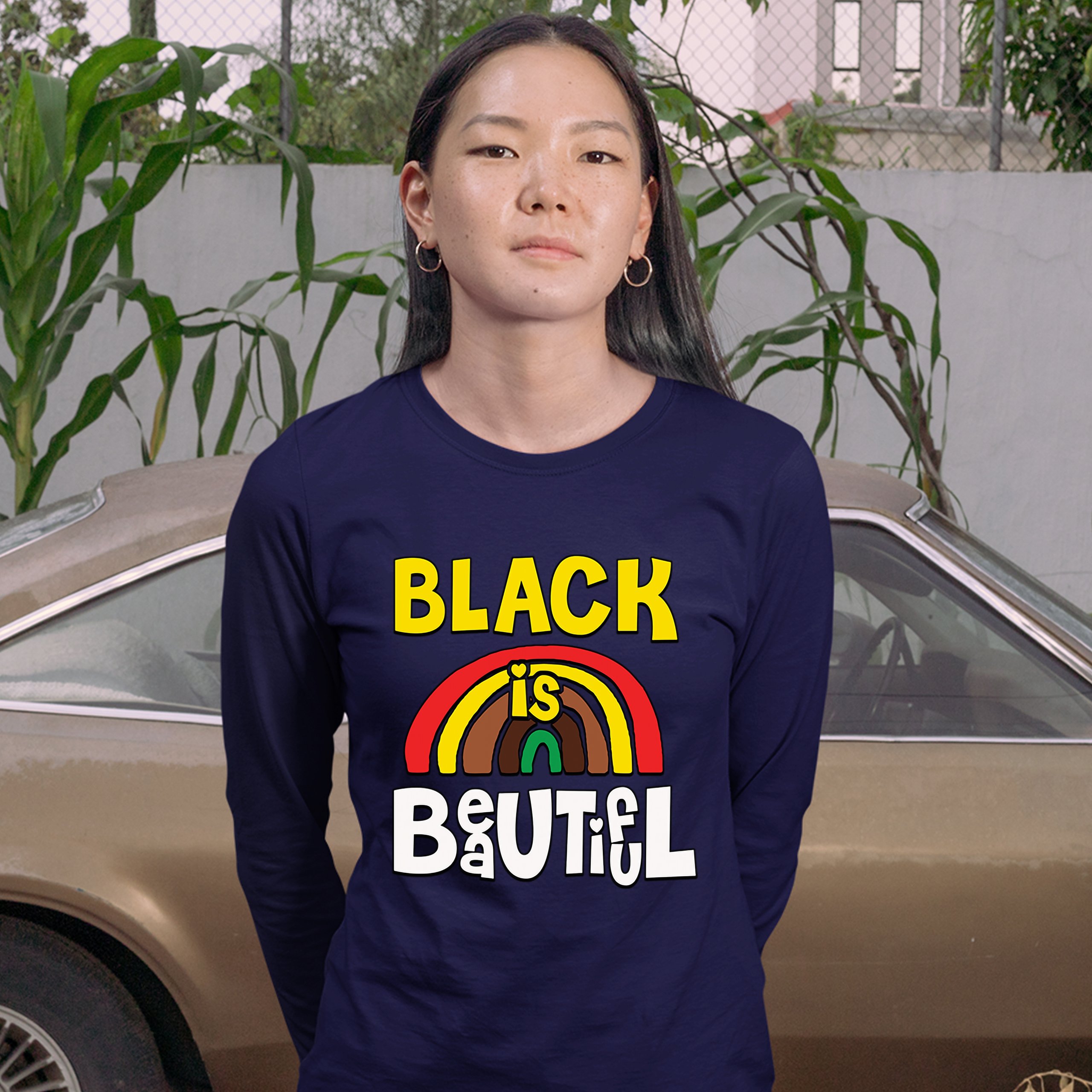 Black Is Beautiful Women's Long Sleeve T-shirt African American Black Pride