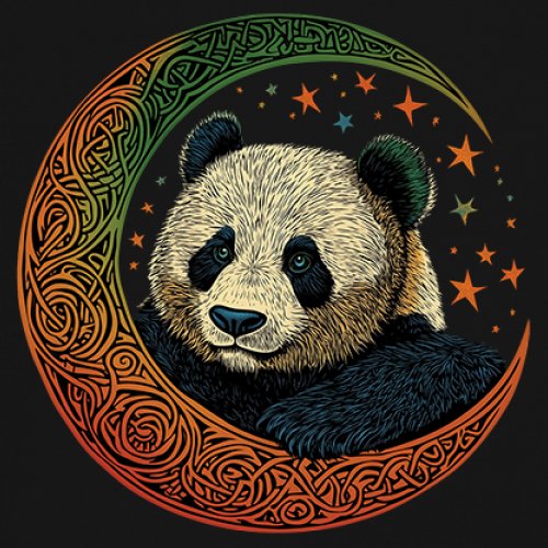 Celtic Moon Panda Youth T-shirt Peaceful Adorable Animal Lunar Nature Kids - Picture 4 of 50