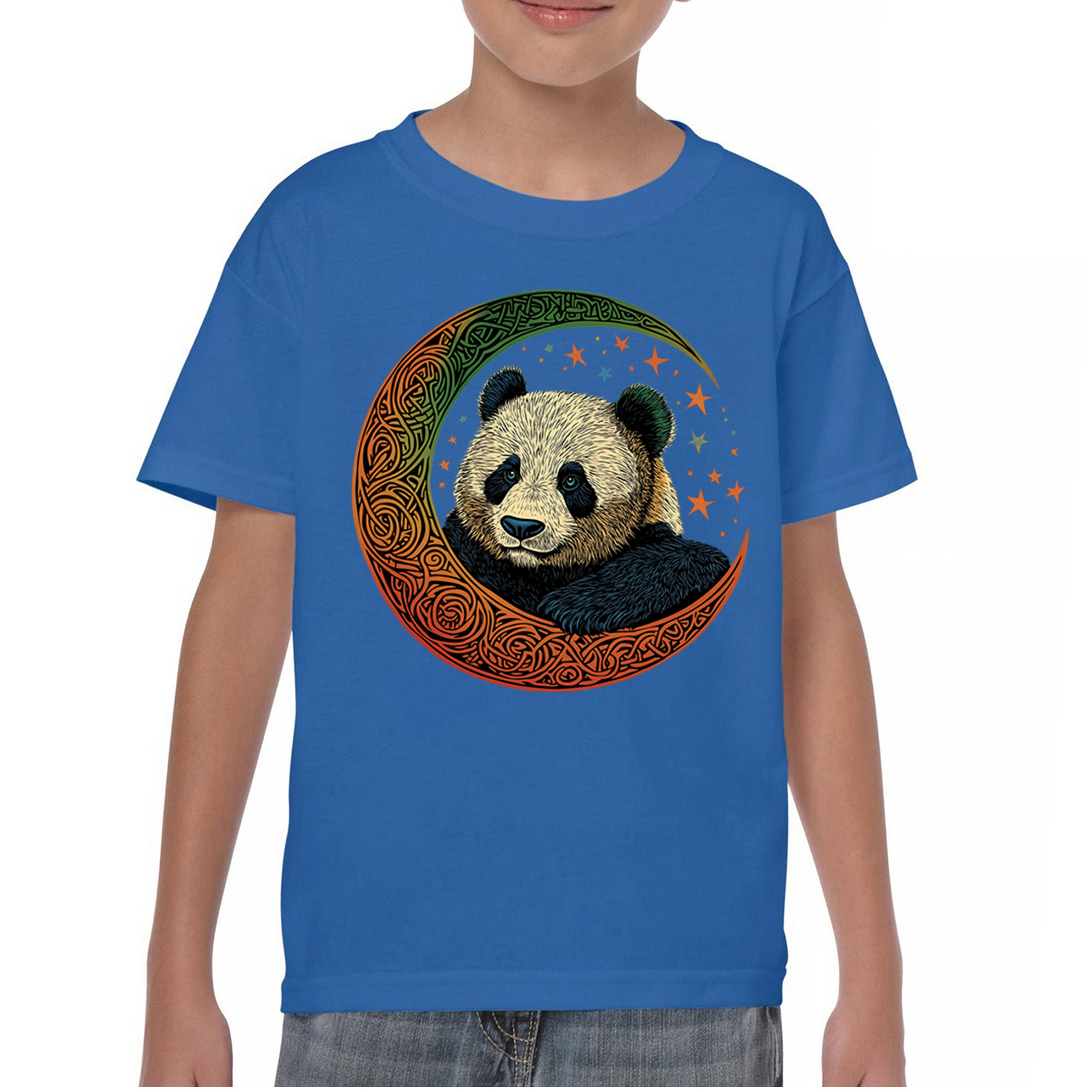 Celtic Moon Panda Youth T-shirt Peaceful Adorable Animal Lunar Nature Kids - Picture 37 of 50