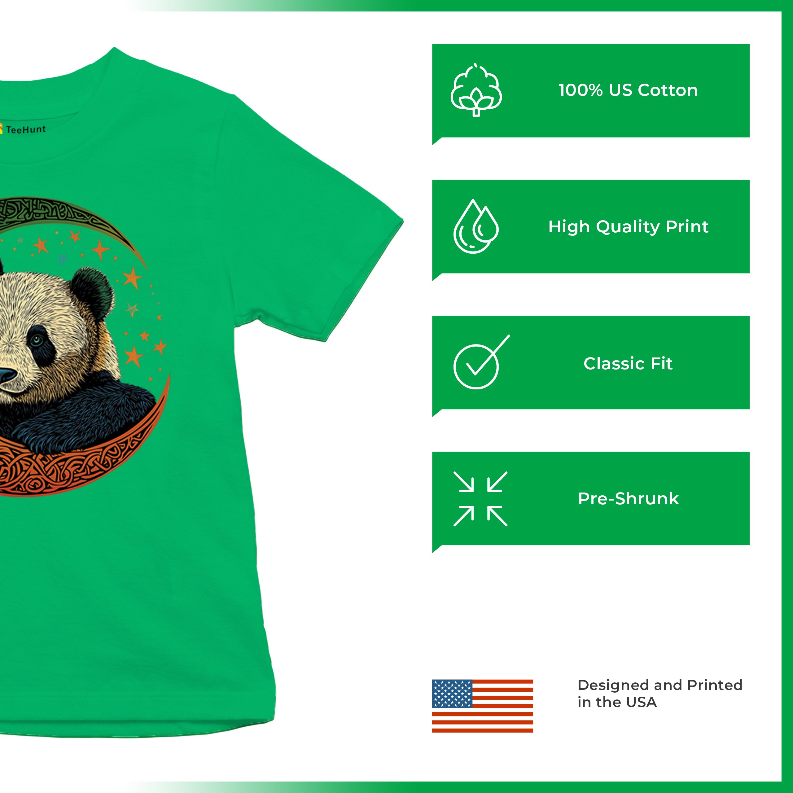 Celtic Moon Panda Youth T-shirt Peaceful Adorable Animal Lunar Nature Kids - Picture 35 of 50