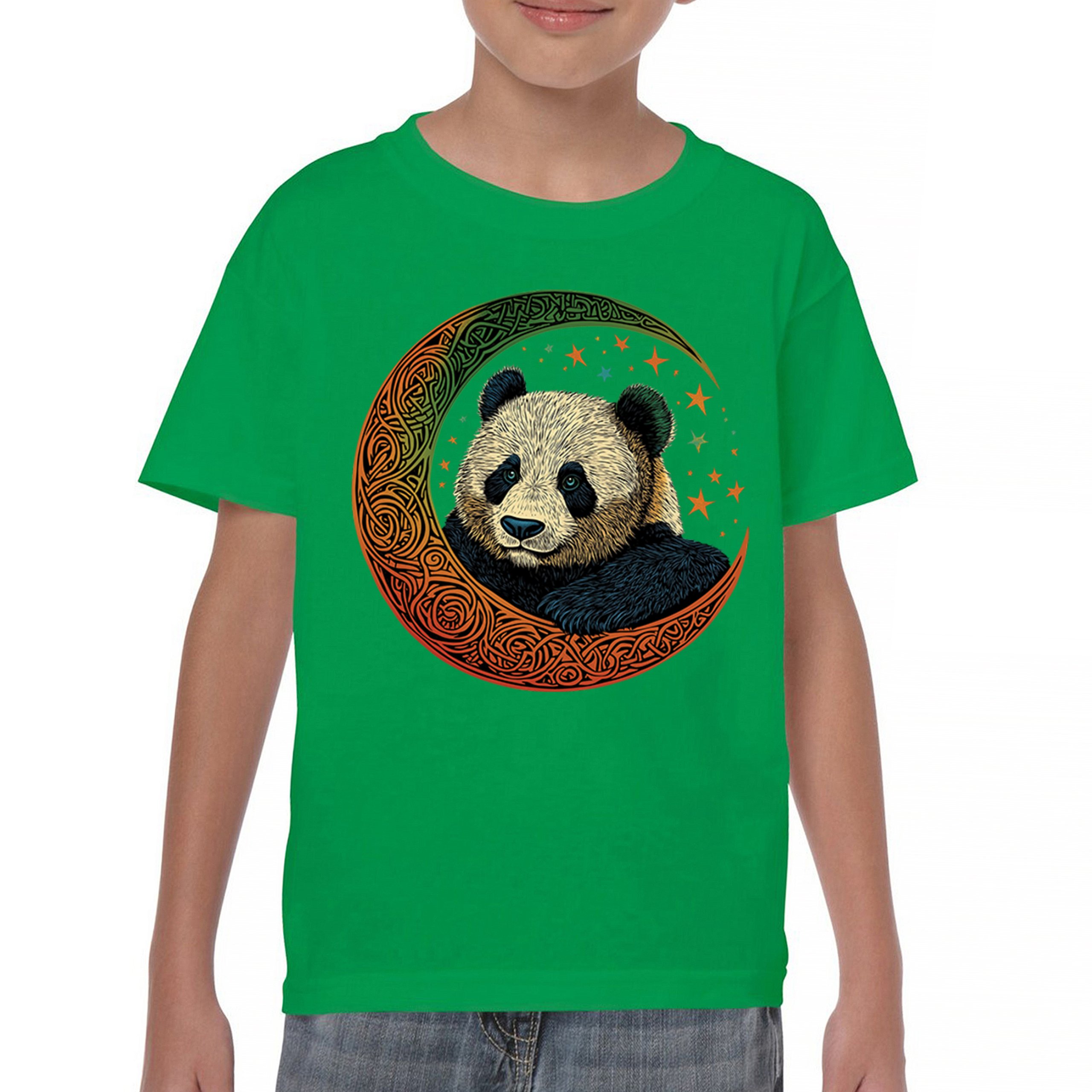 Celtic Moon Panda Youth T-shirt Peaceful Adorable Animal Lunar Nature Kids - Picture 30 of 50