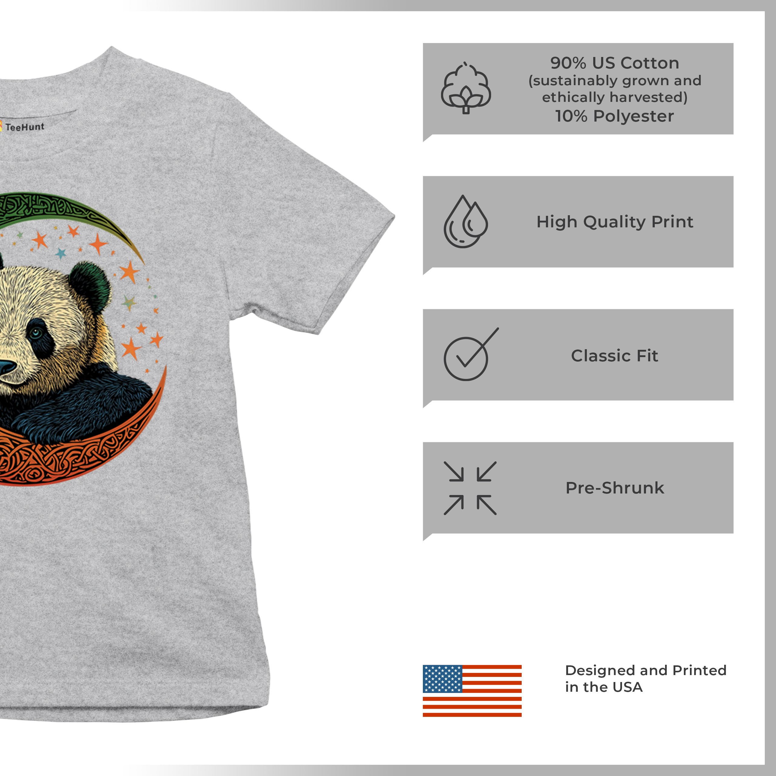 Celtic Moon Panda Youth T-shirt Peaceful Adorable Animal Lunar Nature Kids - Picture 14 of 50
