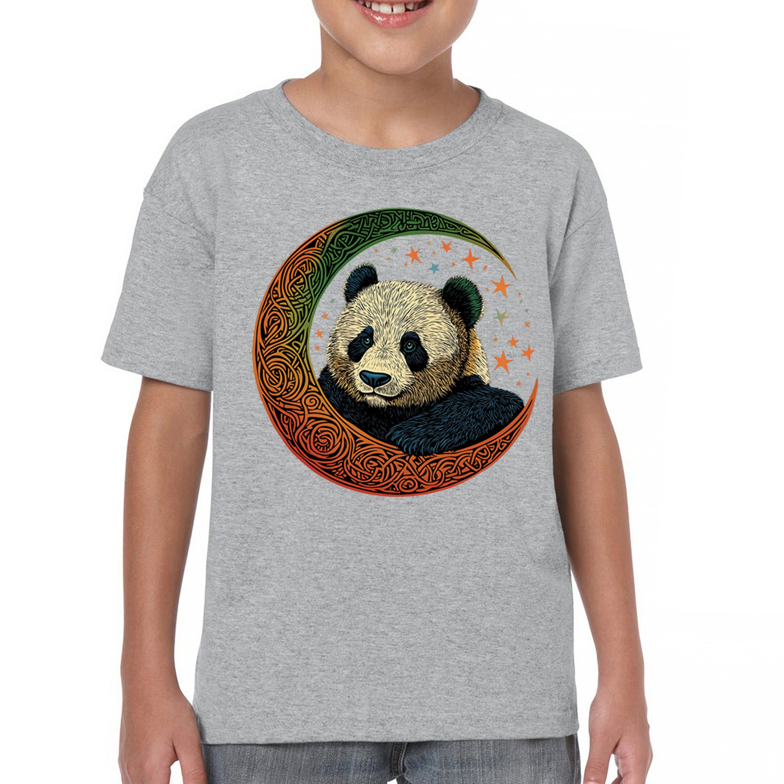 Celtic Moon Panda Youth T-shirt Peaceful Adorable Animal Lunar Nature Kids - Picture 9 of 50
