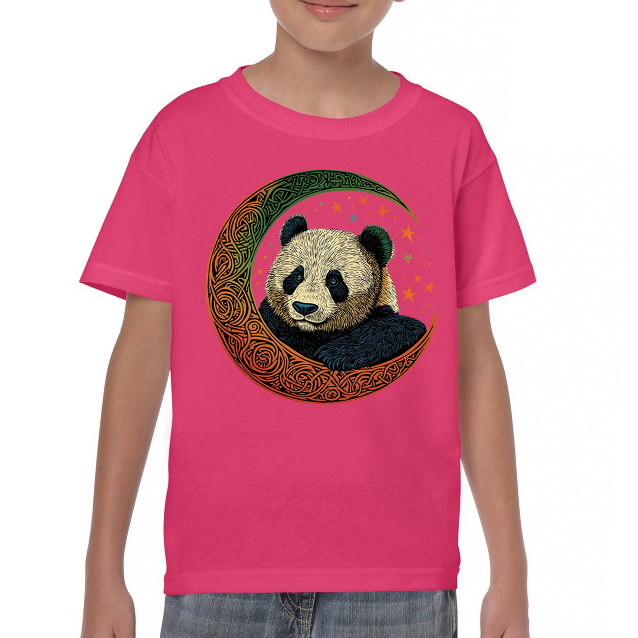 Celtic Moon Panda Youth T-shirt Peaceful Adorable Animal Lunar Nature Kids - Picture 44 of 50