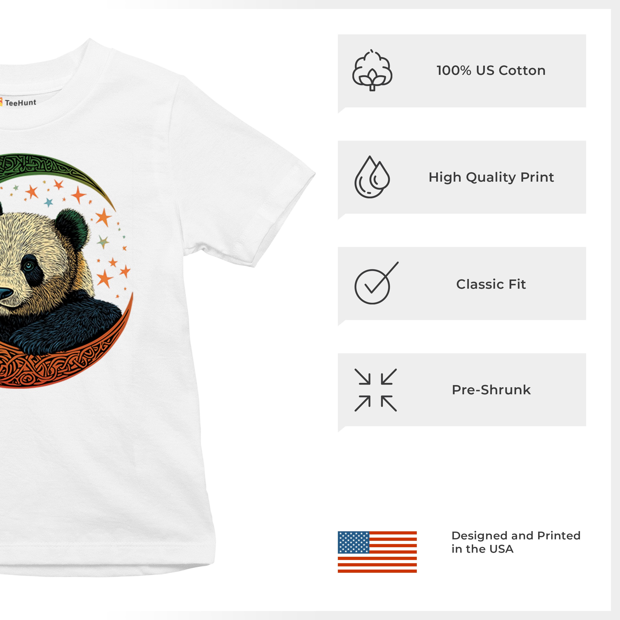 Celtic Moon Panda Youth T-shirt Peaceful Adorable Animal Lunar Nature Kids - Picture 28 of 50
