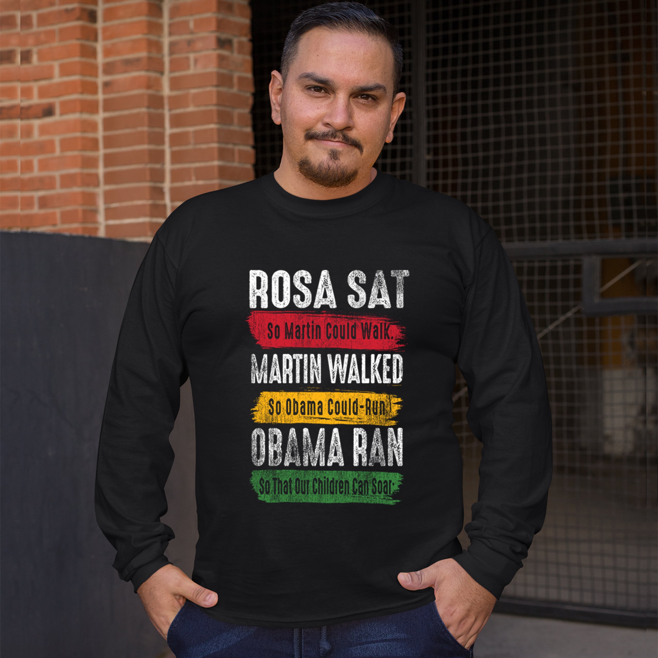 ALTRA T shirt a maniche lunghe Rosa Sat Martin Walked Obama Ran BLM diritti civili uguaglianza