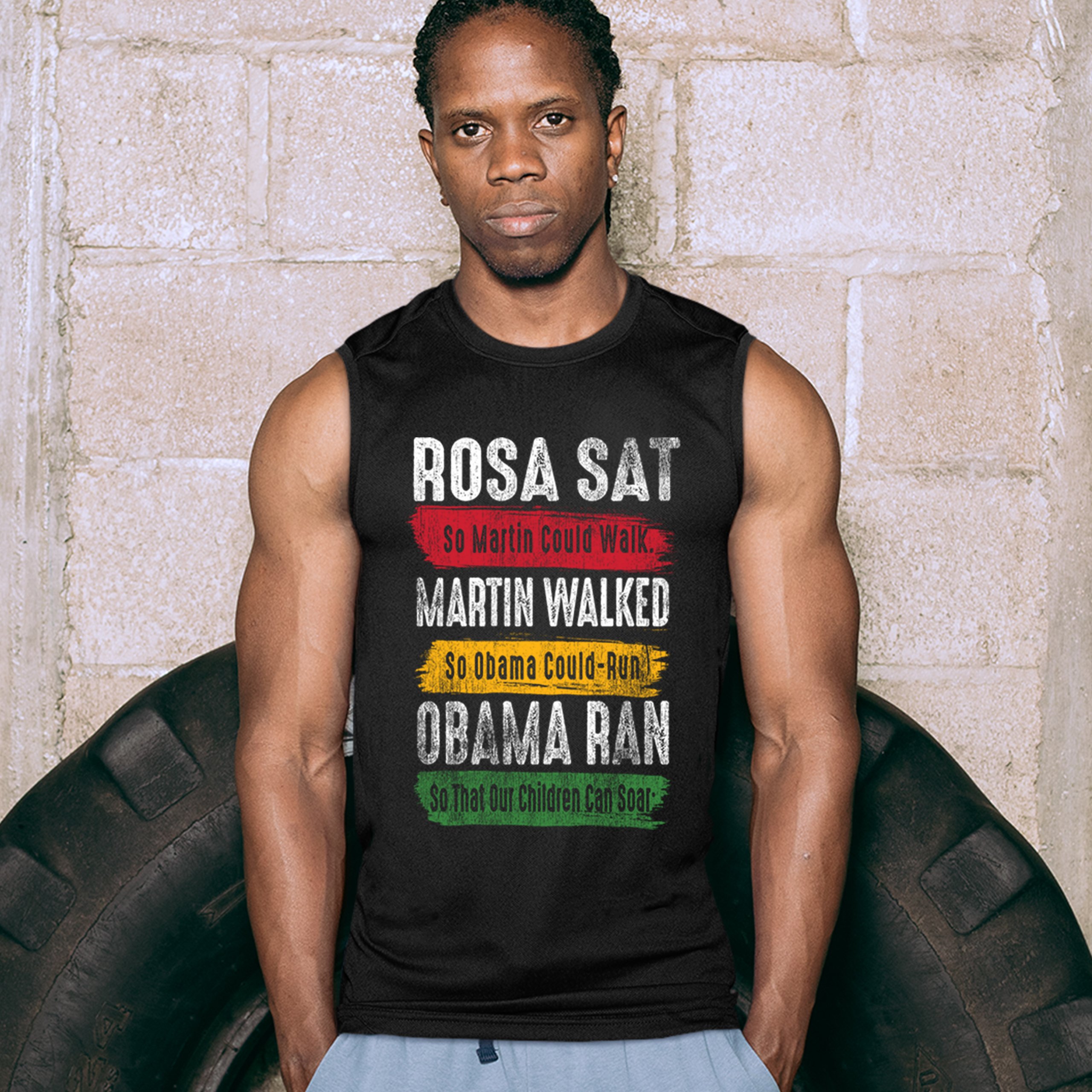 ALTRA Camicia muscolare Rosa Sat Martin Walked Obama Ran BLM diritti civili uguaglianza uomo