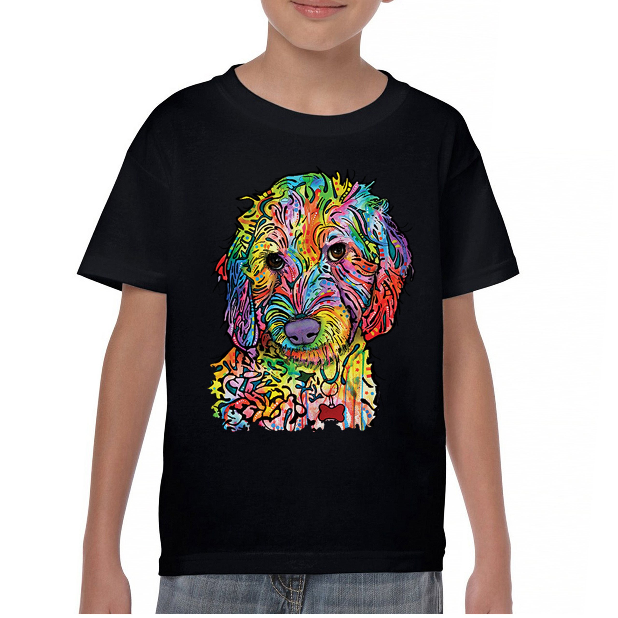 Dean Russo Sweet Poodle Youth T-shirt Dog Pattern Puppy Adopt Pet Kids - Picture 2 of 50