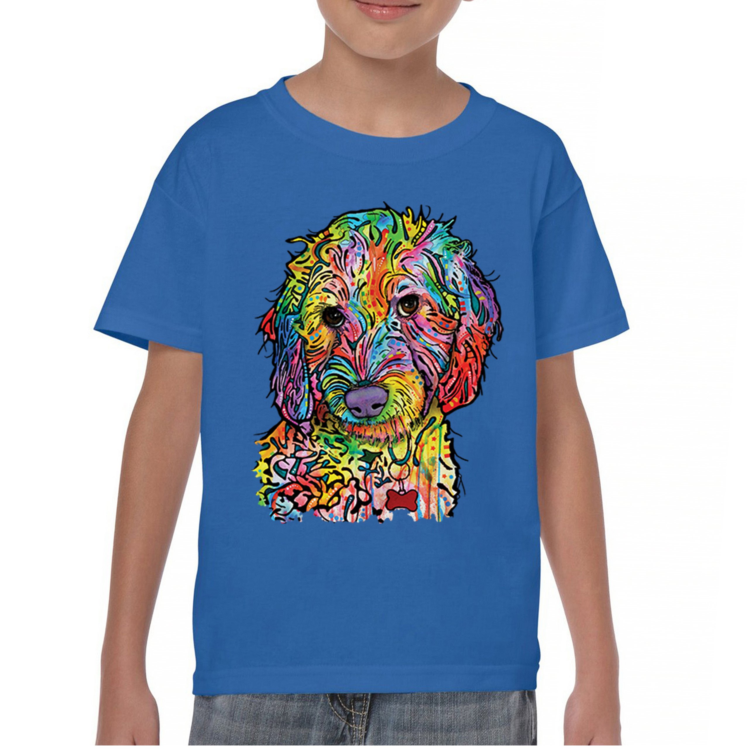 Dean Russo Sweet Poodle Youth T-shirt Dog Pattern Puppy Adopt Pet Kids - Picture 37 of 50