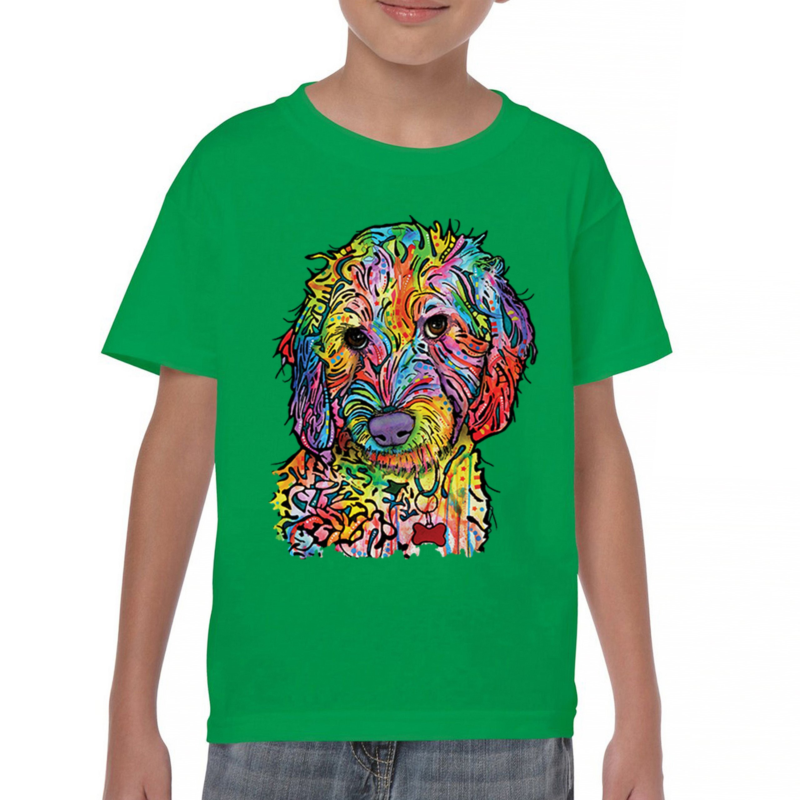 Dean Russo Sweet Poodle Youth T-shirt Dog Pattern Puppy Adopt Pet Kids - Picture 30 of 50