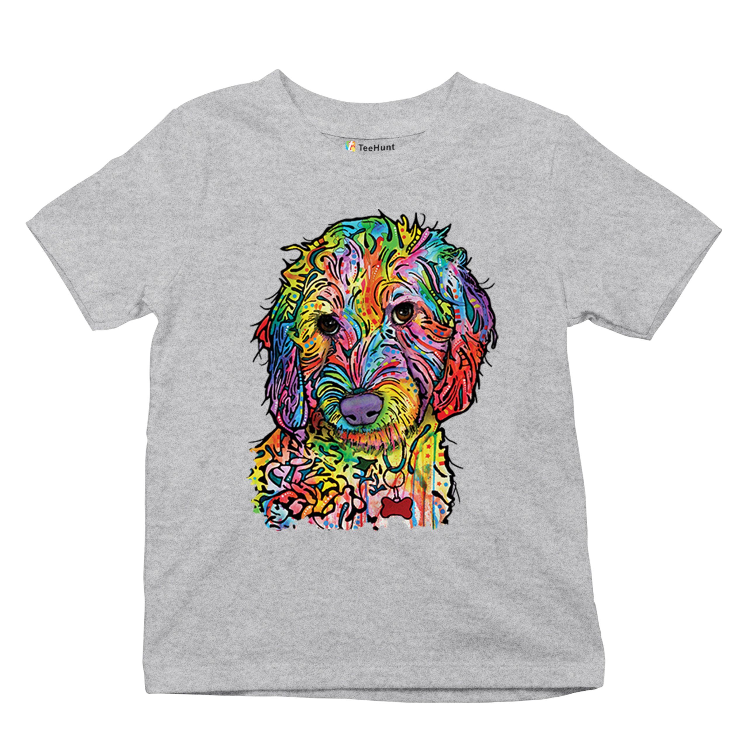 Dean Russo Sweet Poodle Youth T-shirt Dog Pattern Puppy Adopt Pet Kids - Picture 13 of 50