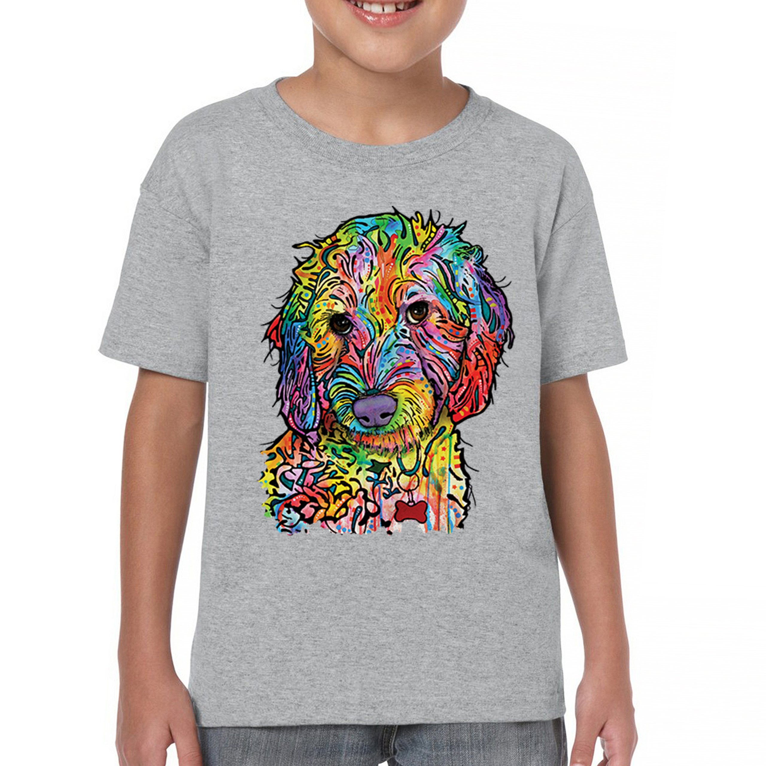 Dean Russo Sweet Poodle Youth T-shirt Dog Pattern Puppy Adopt Pet Kids - Picture 9 of 50