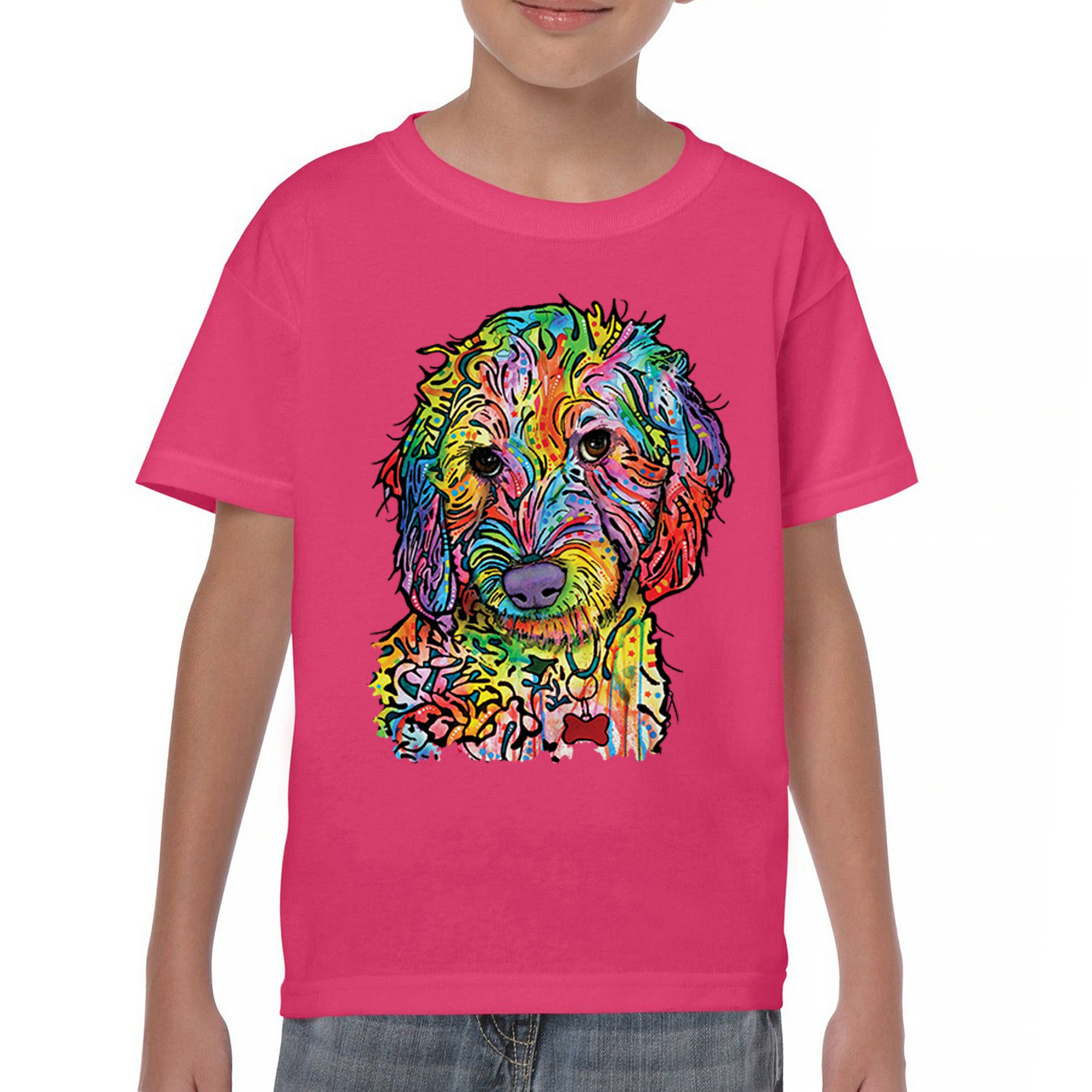 Dean Russo Sweet Poodle Youth T-shirt Dog Pattern Puppy Adopt Pet Kids - Picture 44 of 50