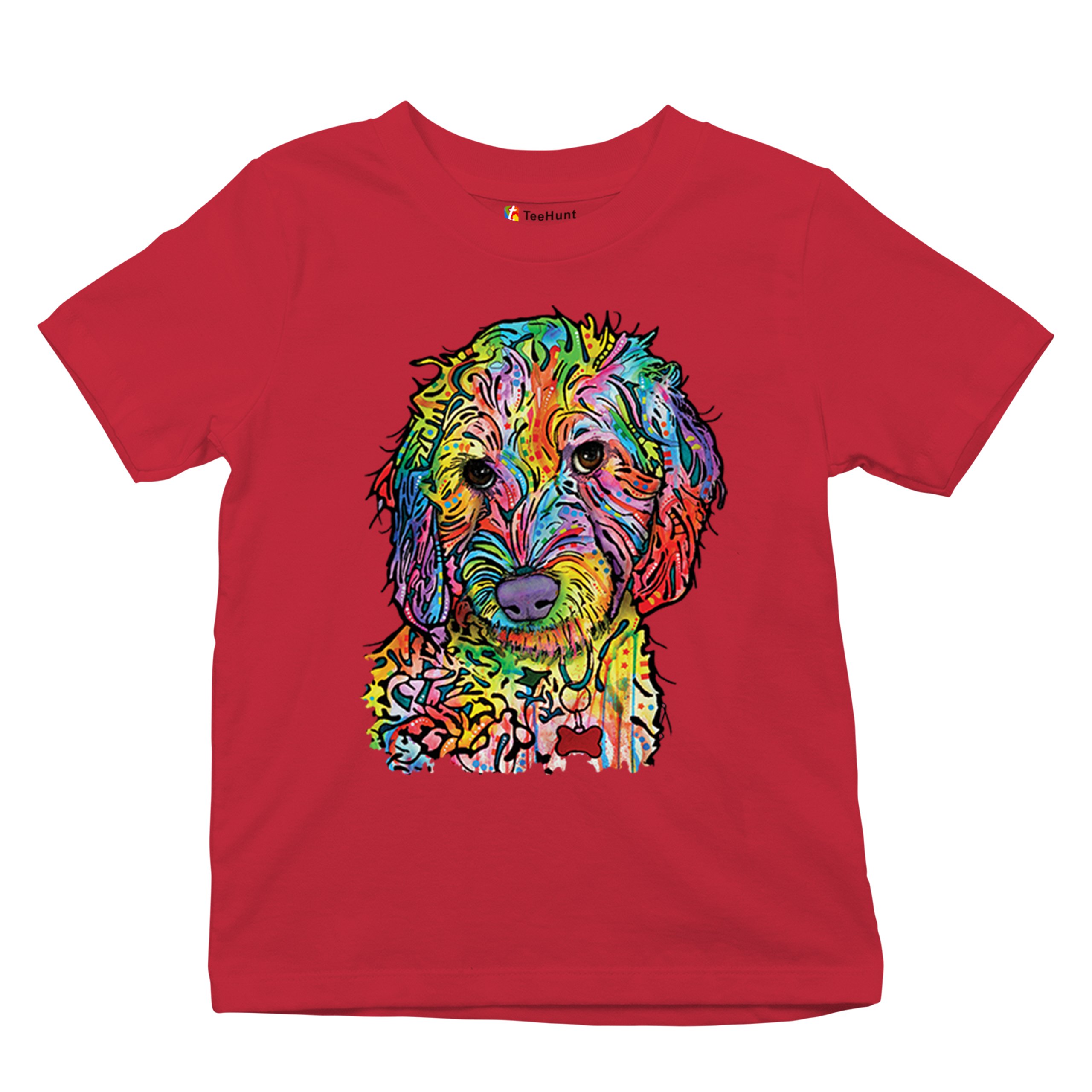 Dean Russo Sweet Poodle Youth T-shirt Dog Pattern Puppy Adopt Pet Kids - Picture 20 of 50