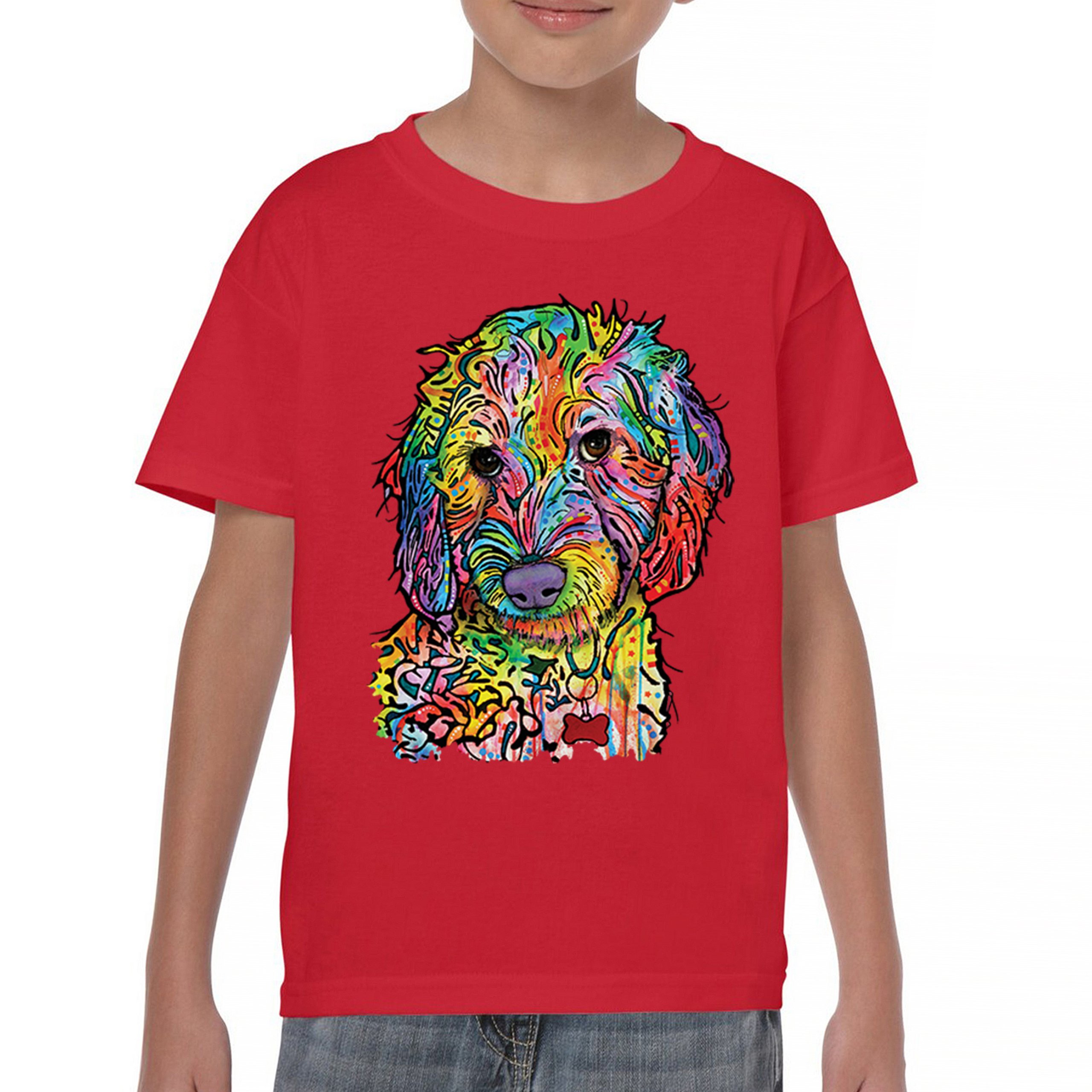 Dean Russo Sweet Poodle Youth T-shirt Dog Pattern Puppy Adopt Pet Kids - Picture 16 of 50