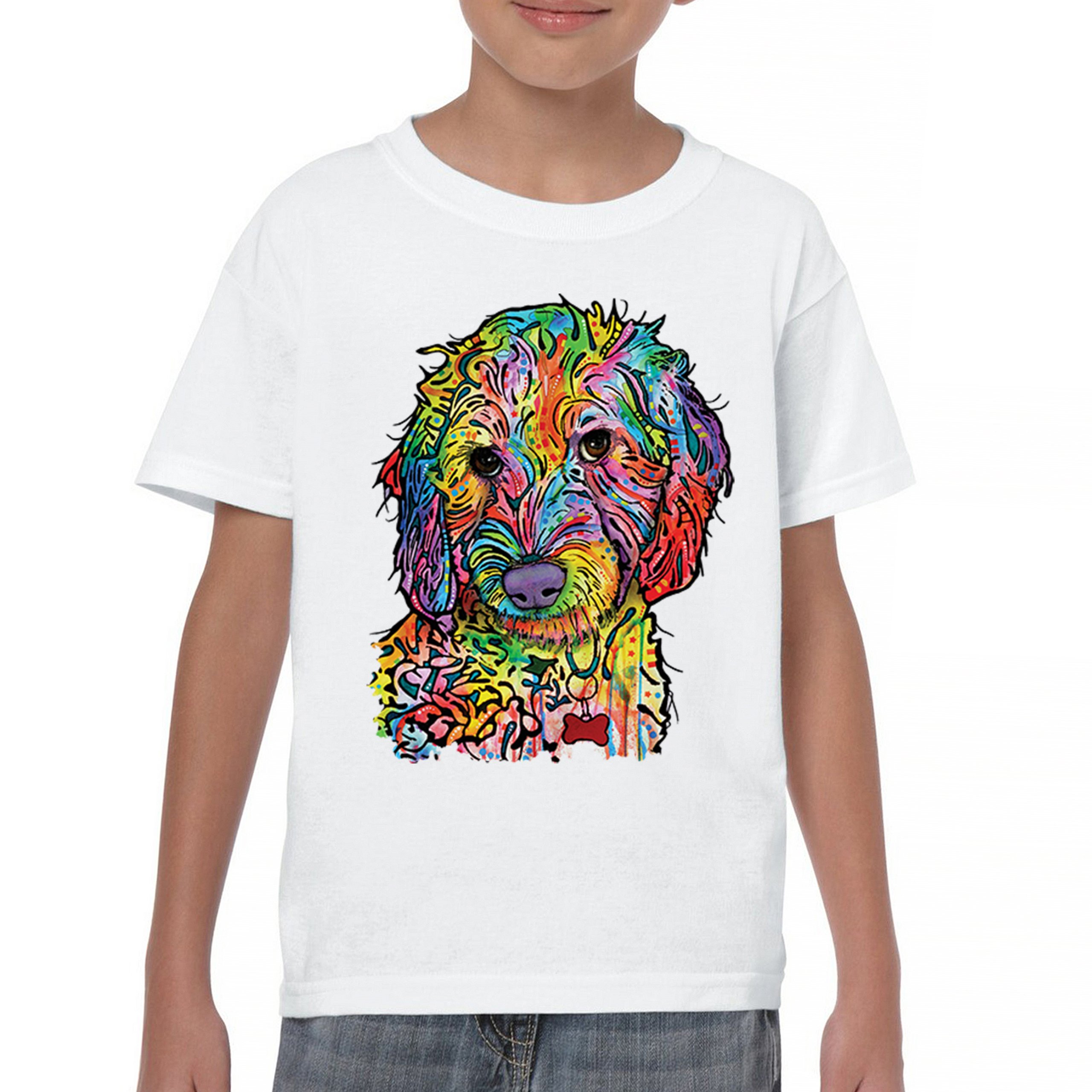 Dean Russo Sweet Poodle Youth T-shirt Dog Pattern Puppy Adopt Pet Kids - Picture 23 of 50