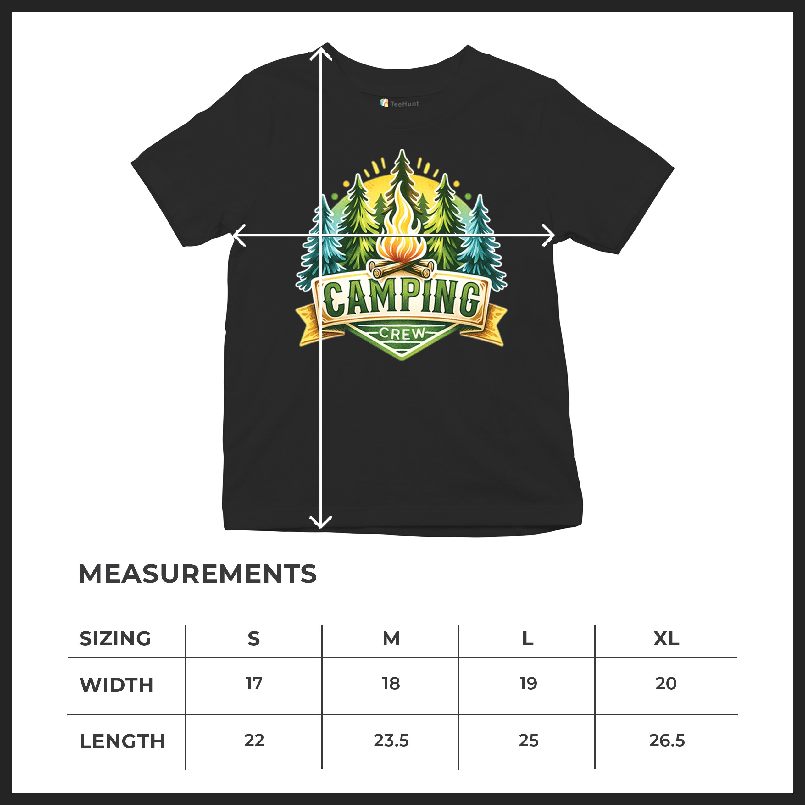 Camping Crew Youth T-shirt Happy Camper Vibe Explore Outdoors Campfire Kids - Picture 8 of 50
