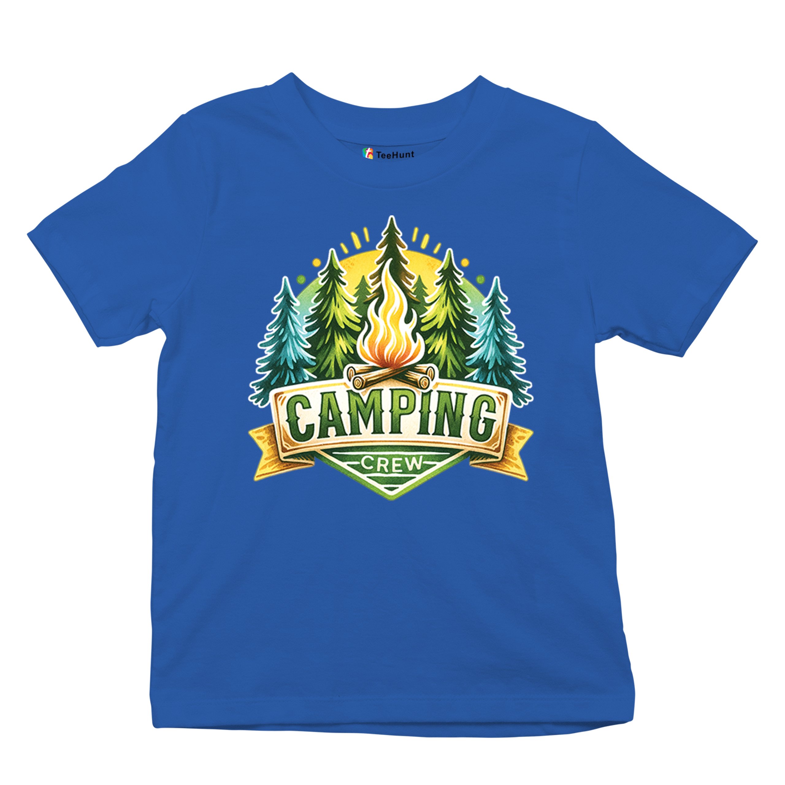 Camping Crew Youth T-shirt Happy Camper Vibe Explore Outdoors Campfire Kids - Picture 41 of 50