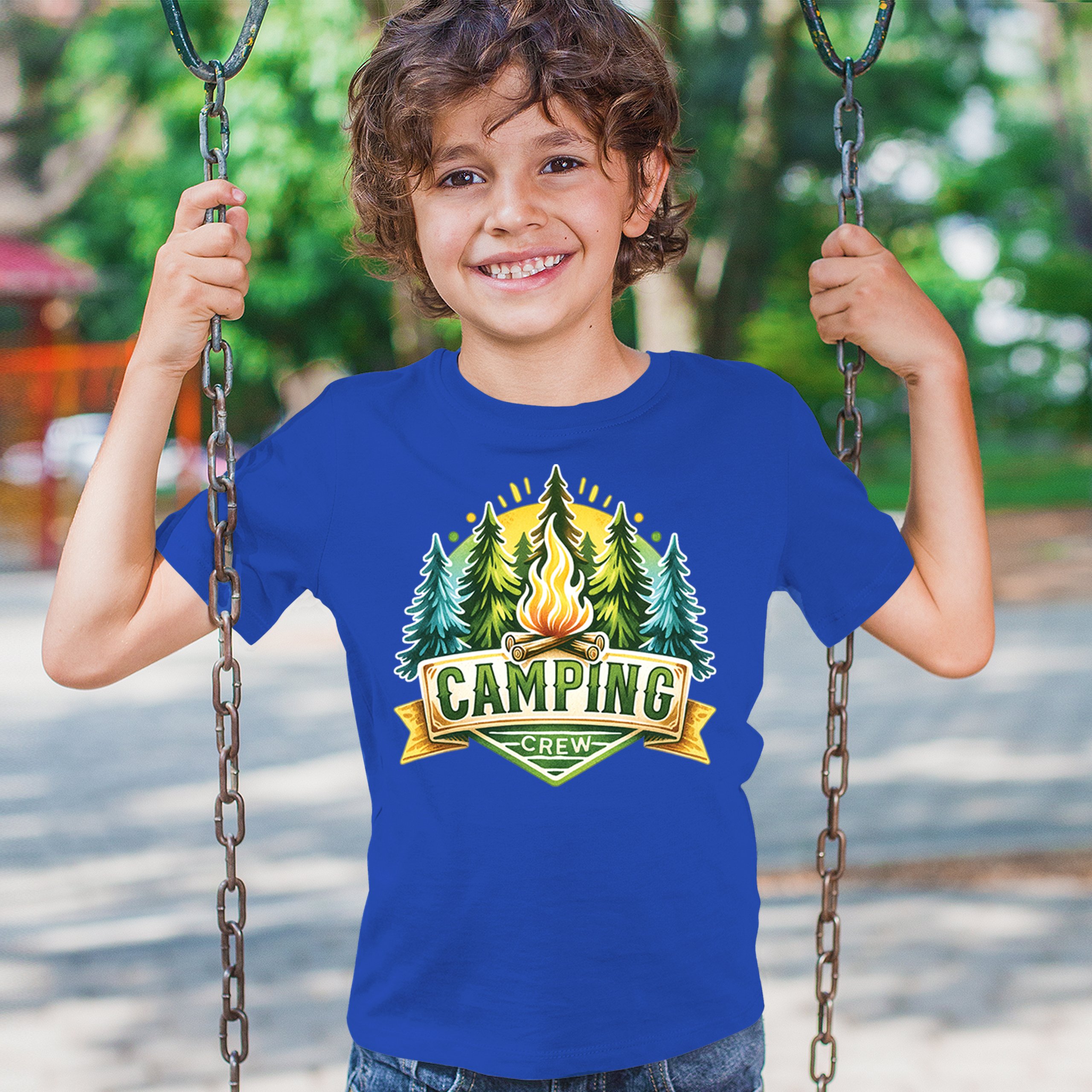 Camping Crew Youth T-shirt Happy Camper Vibe Explore Outdoors Campfire Kids - Picture 40 of 50