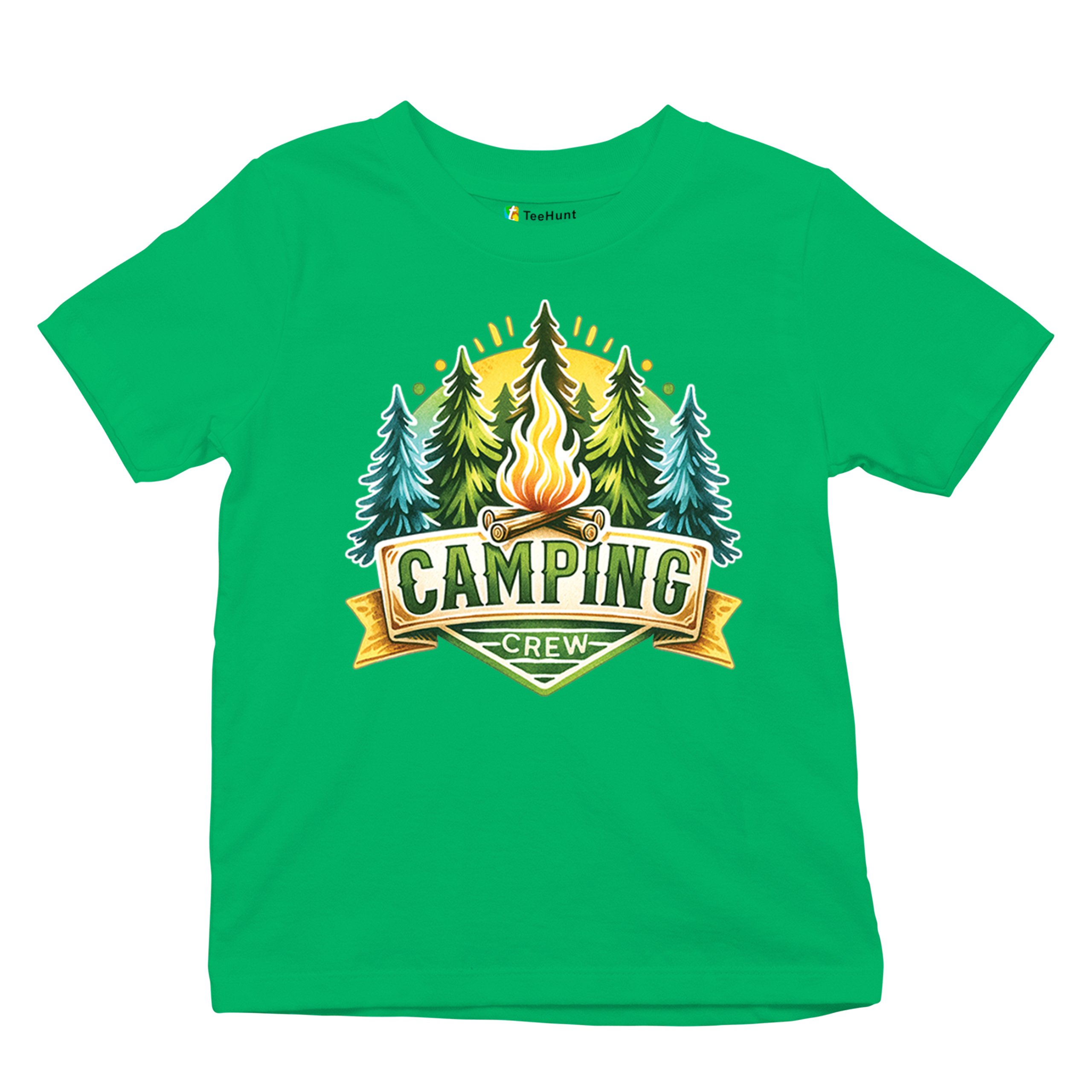 Camping Crew Youth T-shirt Happy Camper Vibe Explore Outdoors Campfire Kids - Picture 34 of 50
