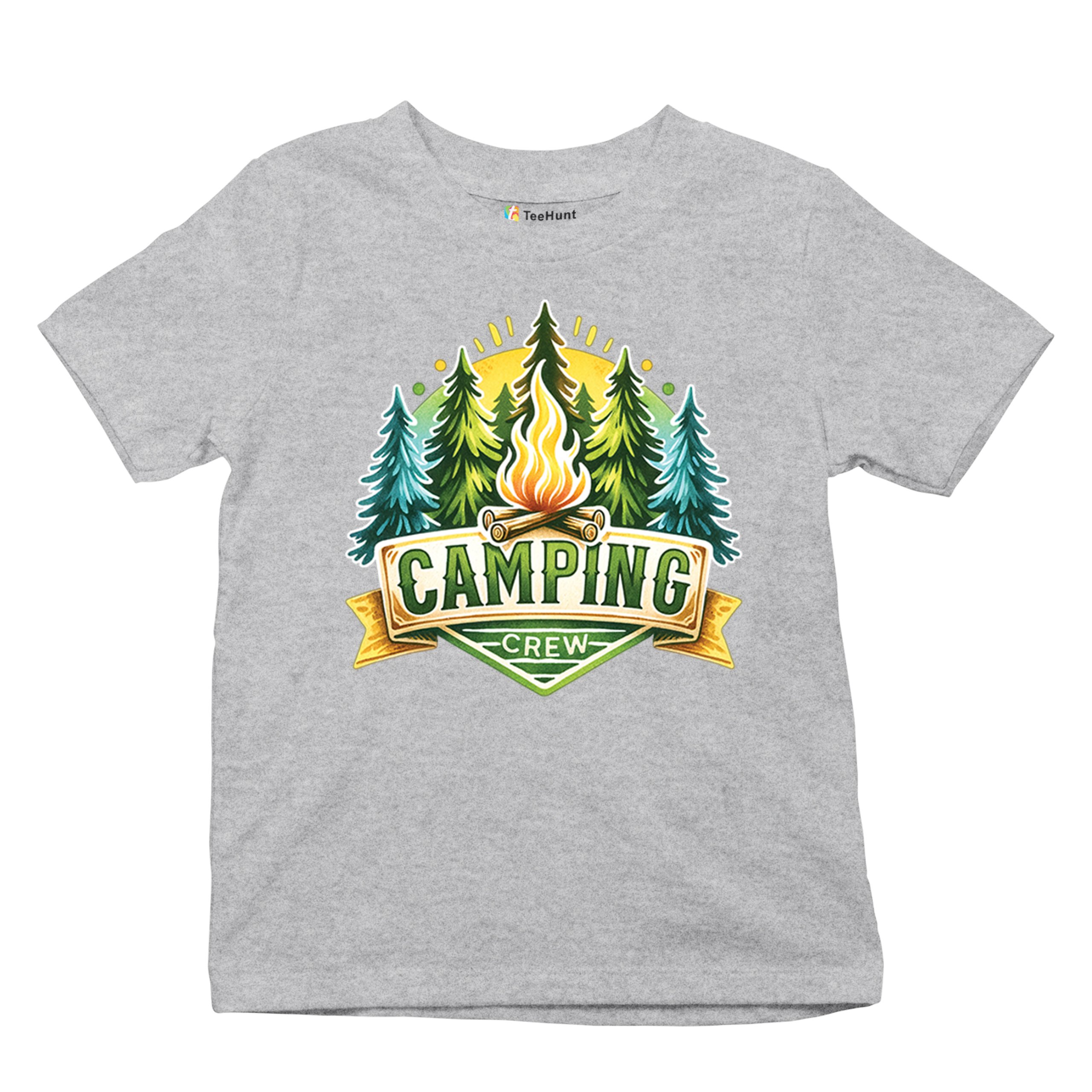 Camping Crew Youth T-shirt Happy Camper Vibe Explore Outdoors Campfire Kids - Picture 13 of 50