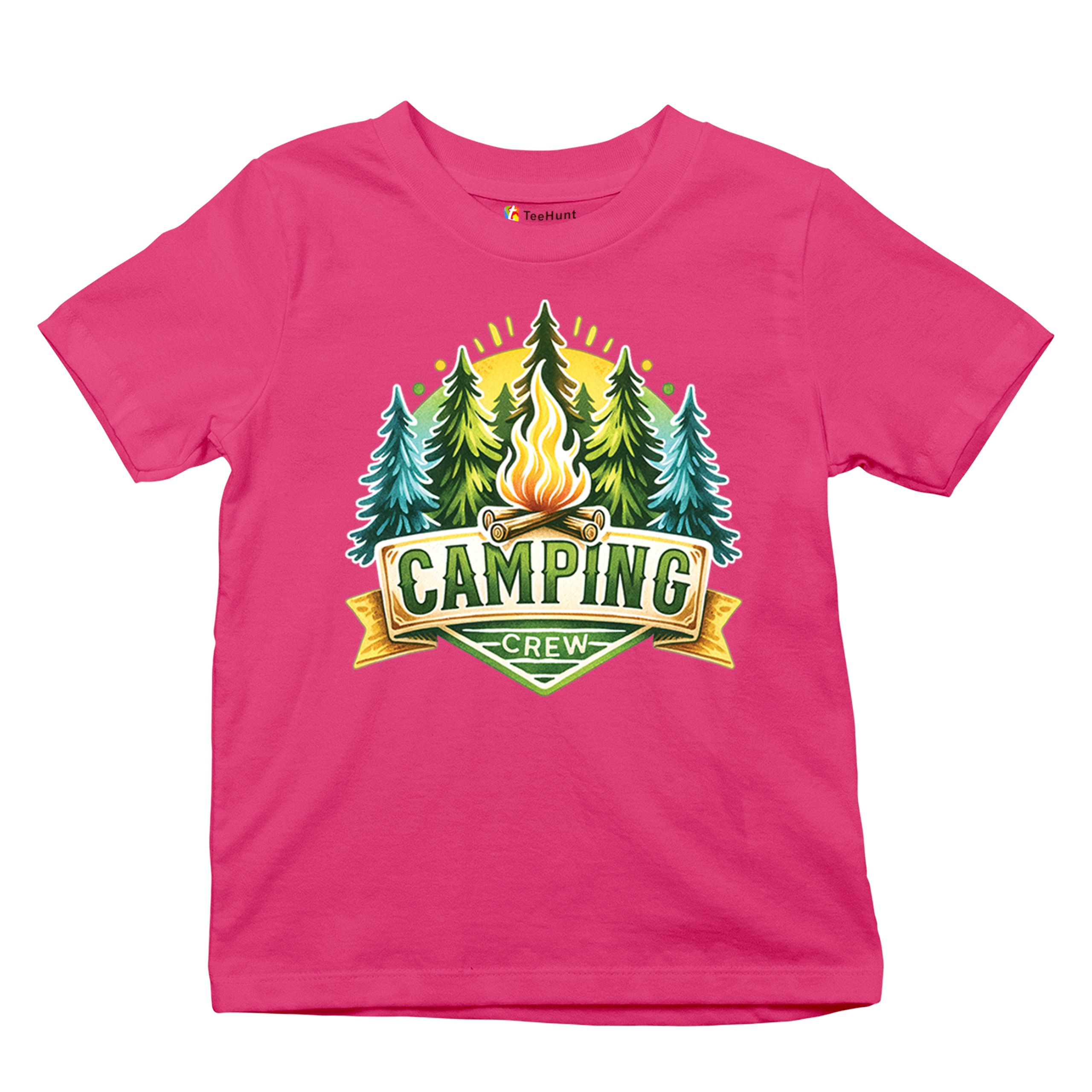 Camping Crew Youth T-shirt Happy Camper Vibe Explore Outdoors Campfire Kids - Picture 48 of 50