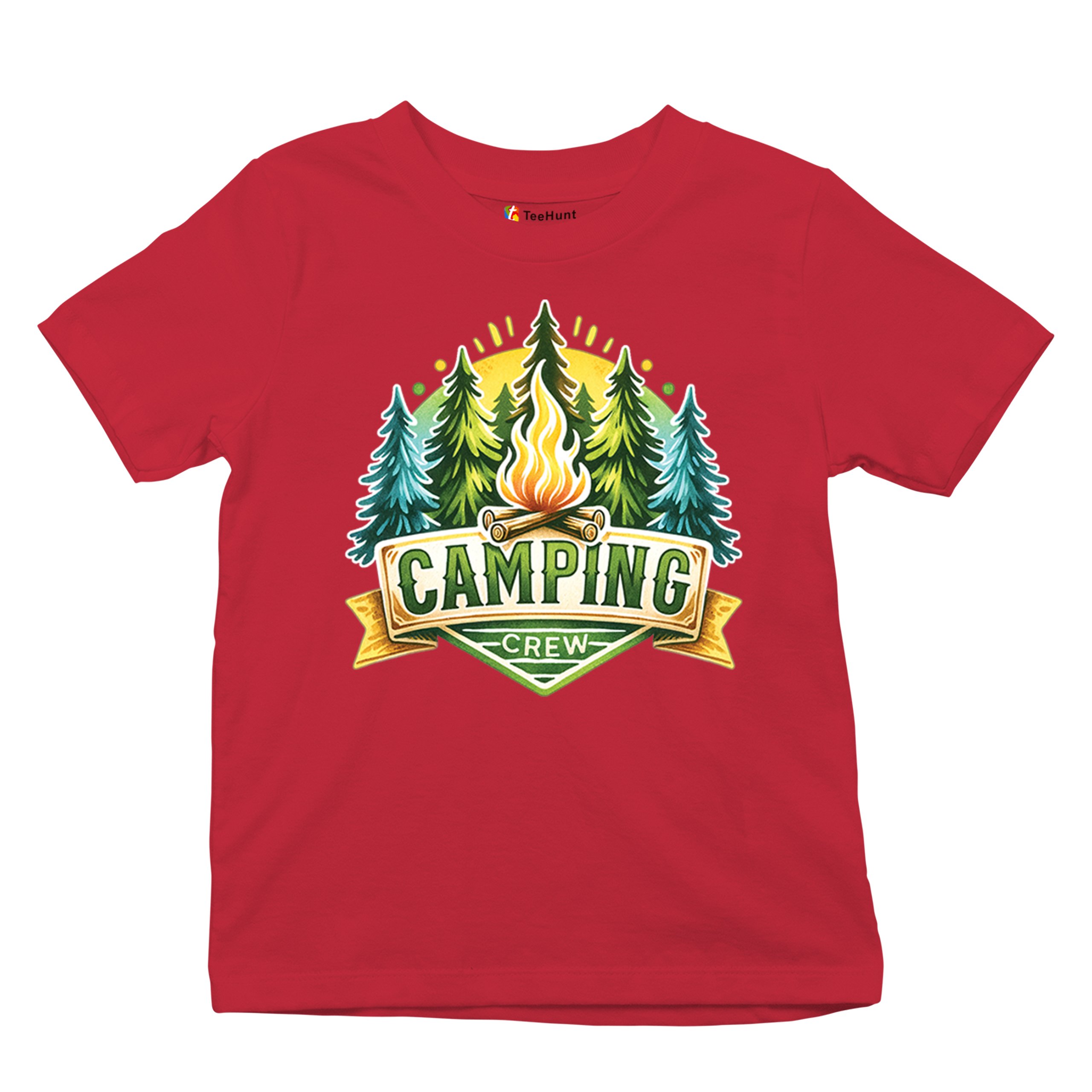 Camping Crew Youth T-shirt Happy Camper Vibe Explore Outdoors Campfire Kids - Picture 20 of 50