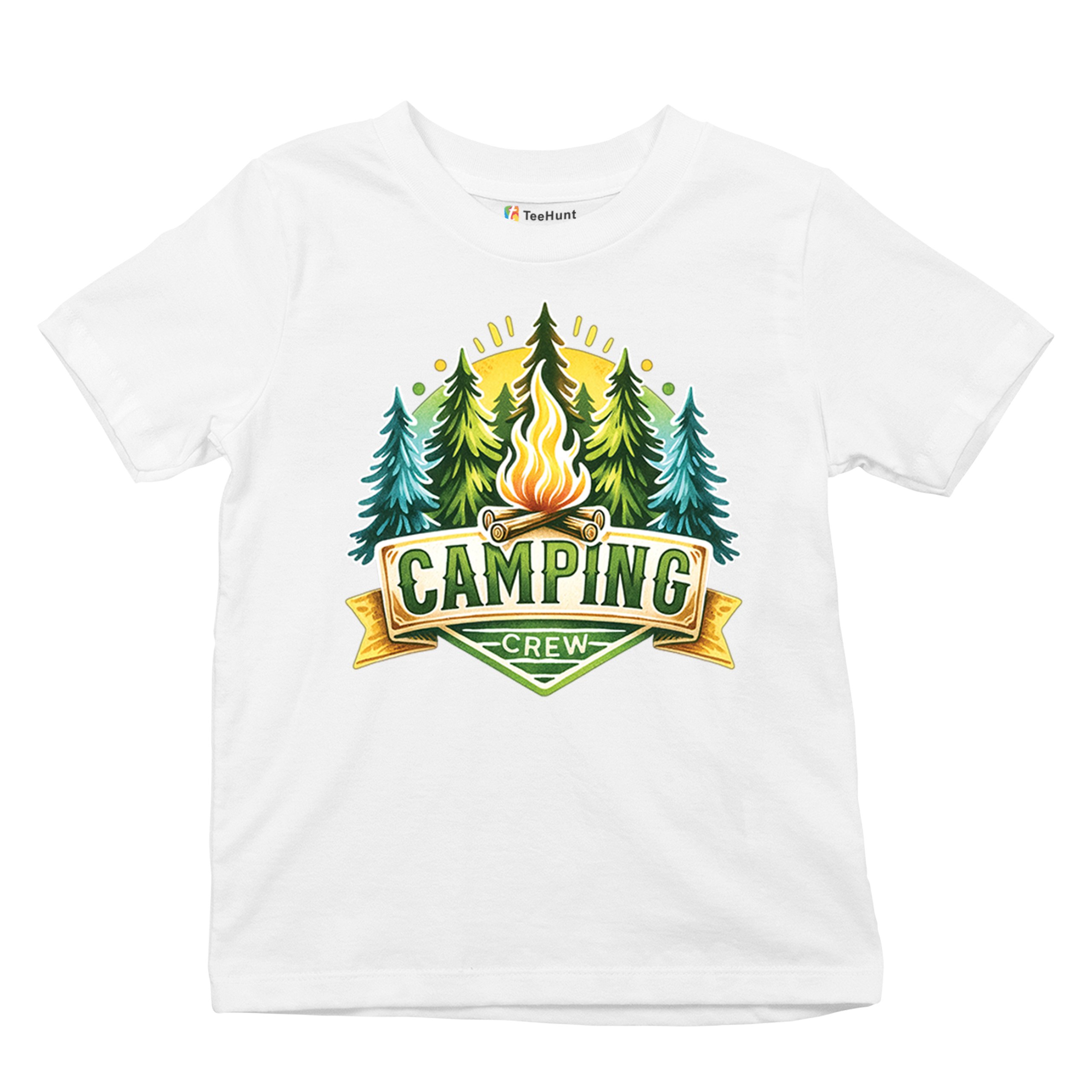 Camping Crew Youth T-shirt Happy Camper Vibe Explore Outdoors Campfire Kids - Picture 27 of 50