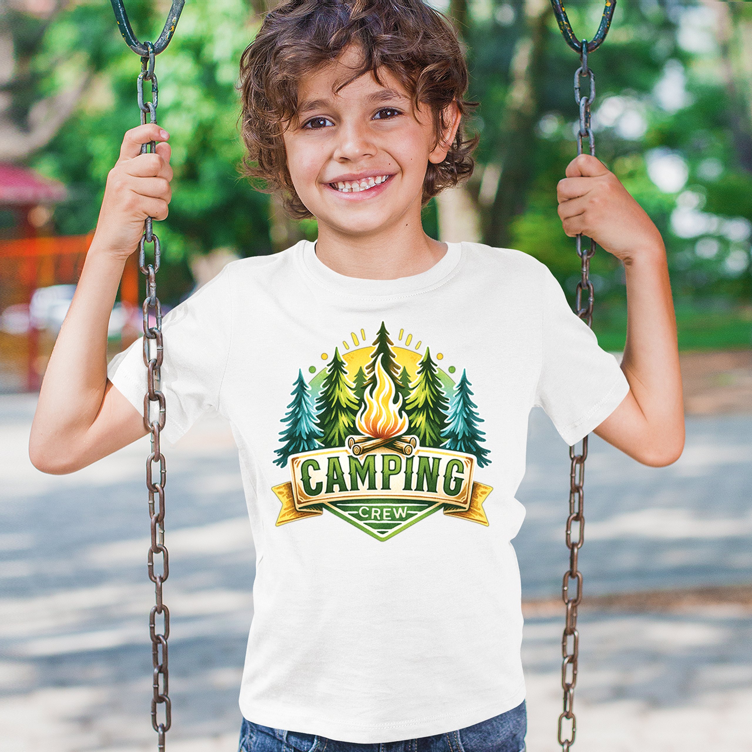 Camping Crew Youth T-shirt Happy Camper Vibe Explore Outdoors Campfire Kids - Picture 26 of 50
