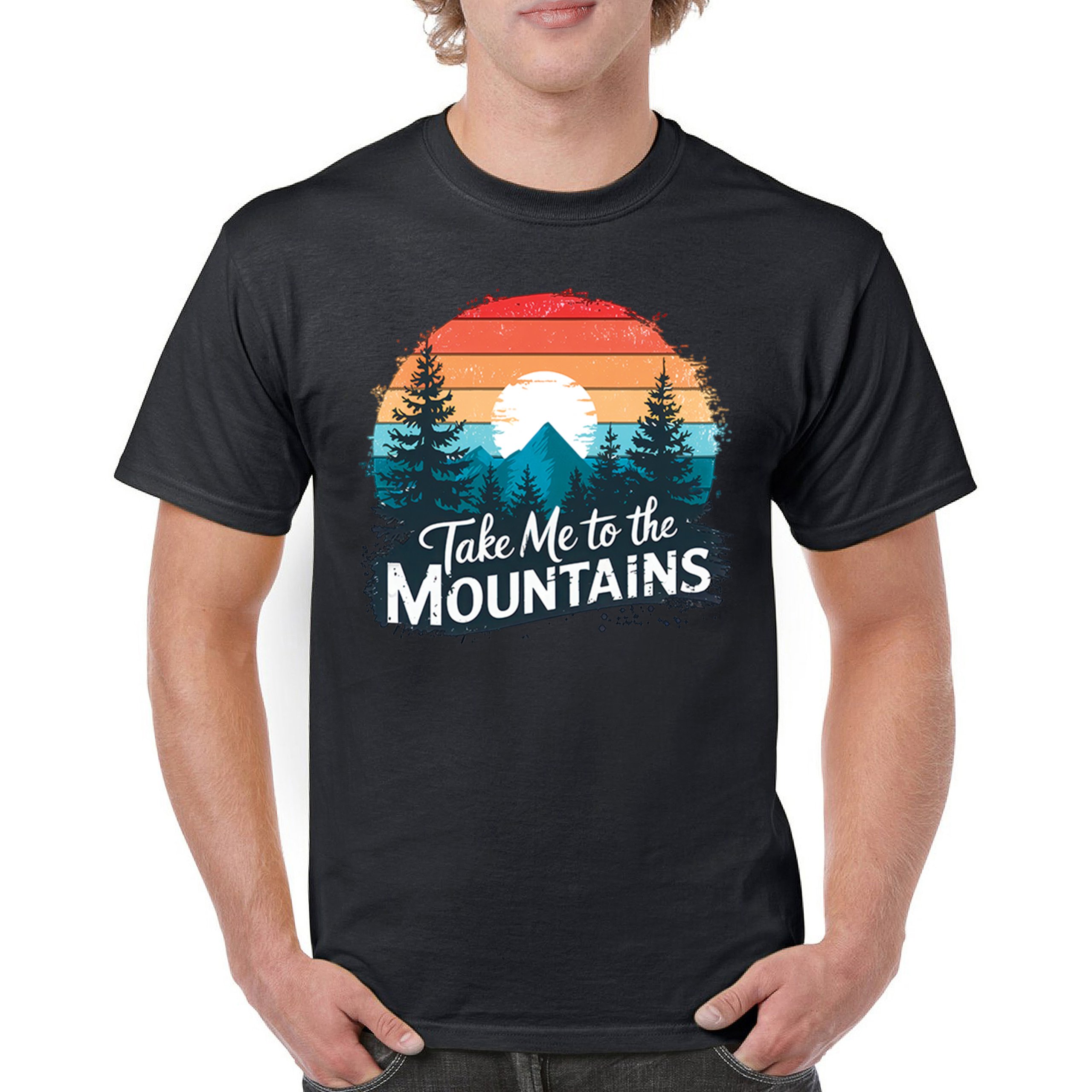 Take Me to the Mountains T-shirt Outdoors Trail Hiking Camping Men’s Tee
