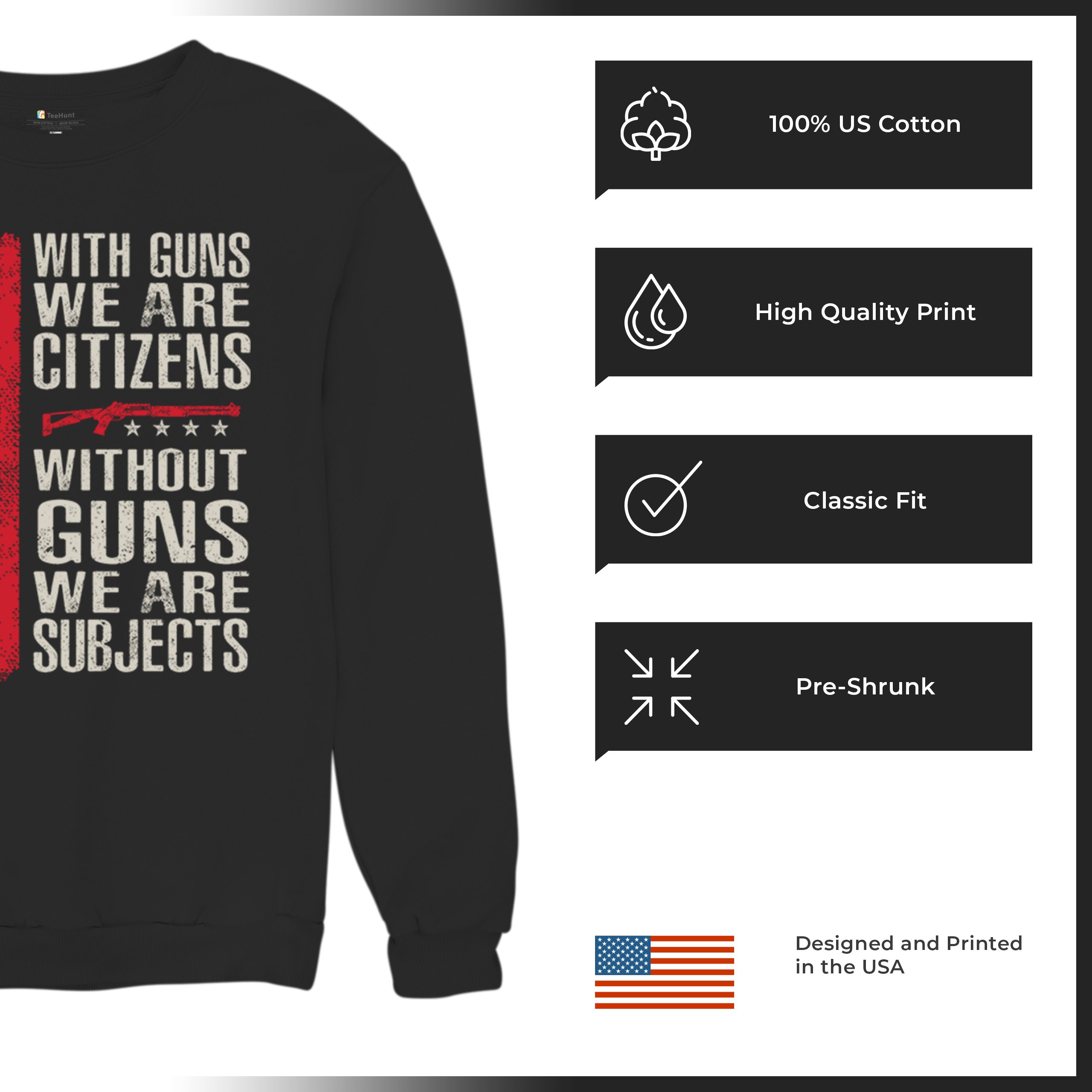Gun Citizens Sweatshirt 2nd Amendment Patriotic Pro Gun USA Flag DD214 Crewneck - Picture 7 of 36