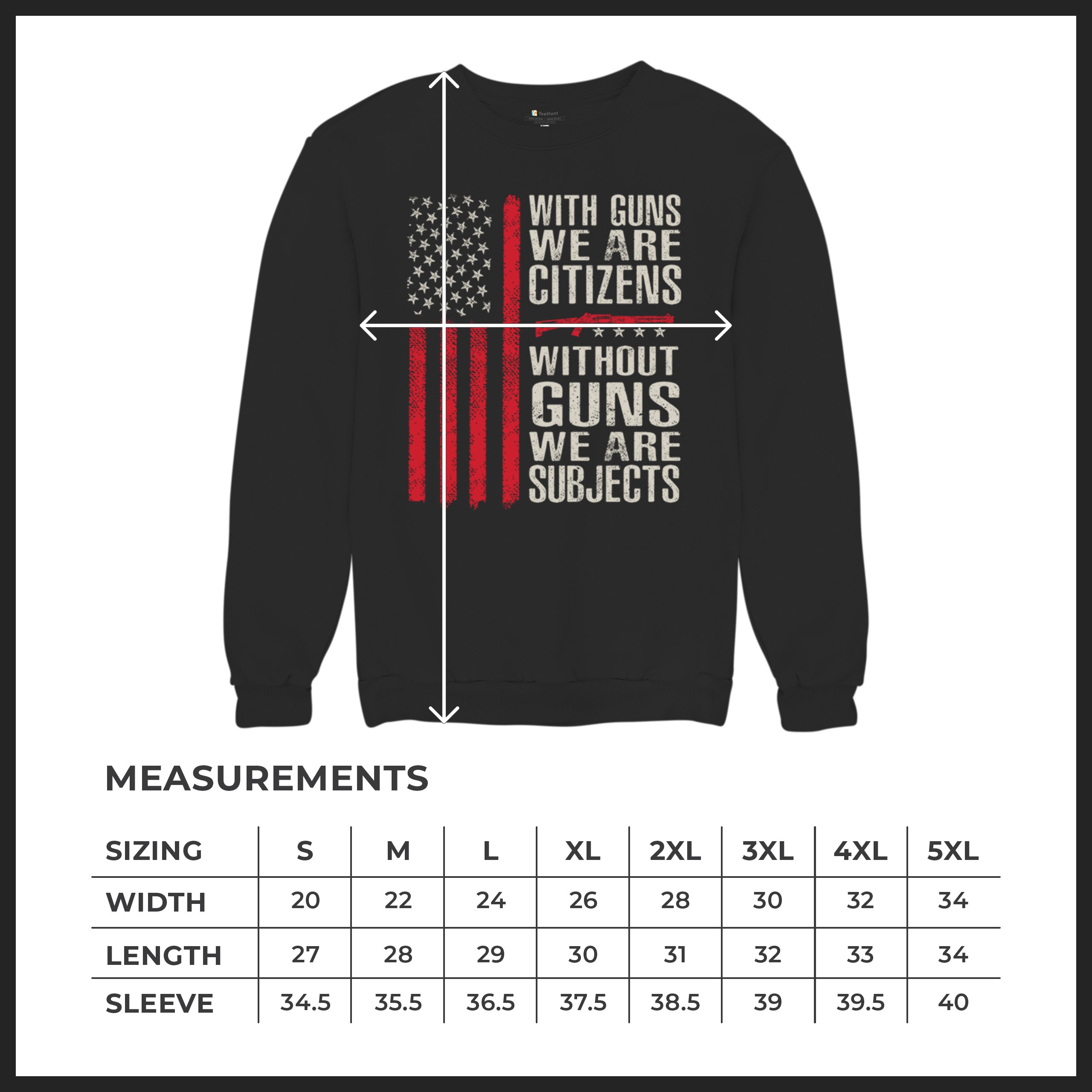 Gun Citizens Sweatshirt 2nd Amendment Patriotic Pro Gun USA Flag DD214 Crewneck - Picture 8 of 36