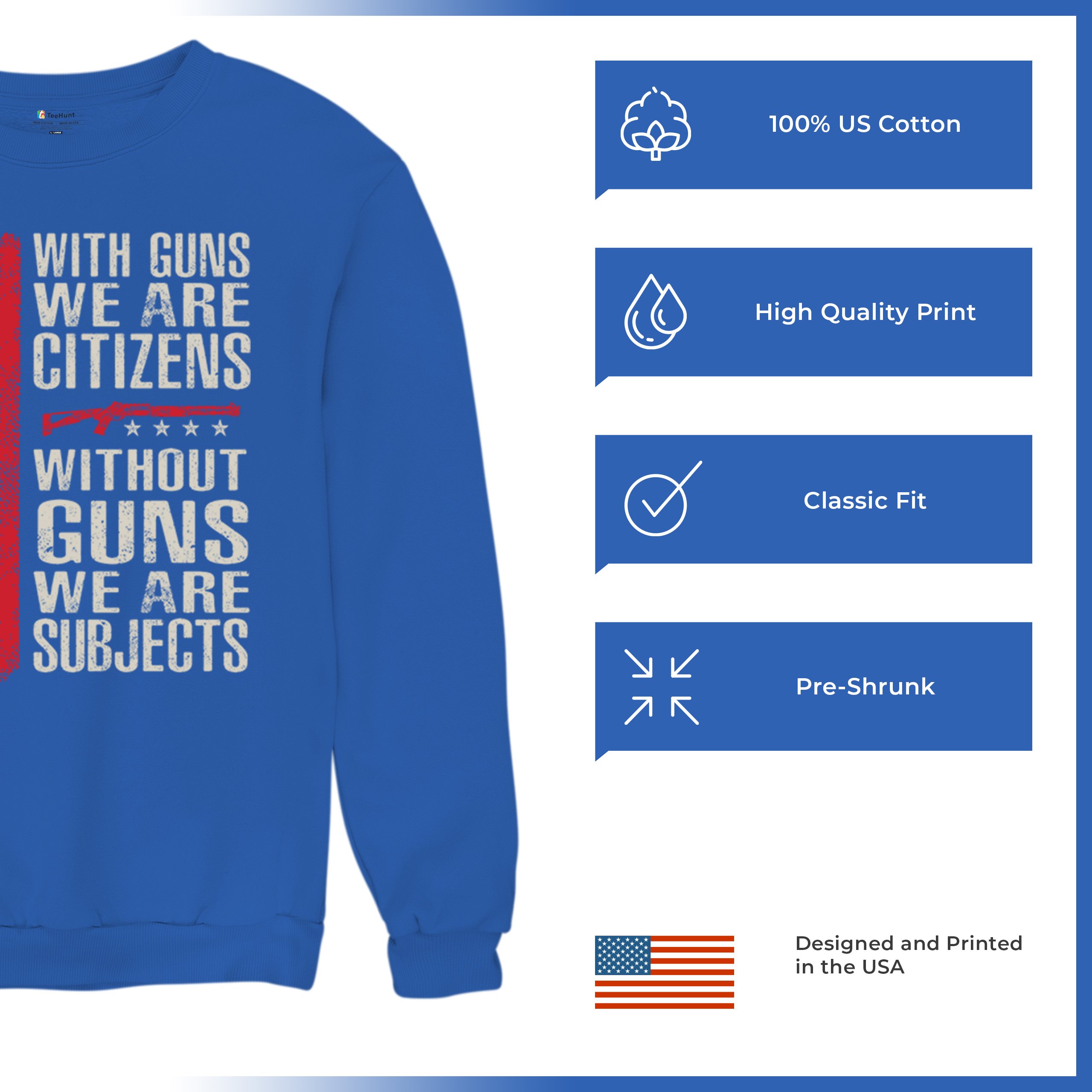 Gun Citizens Sweatshirt 2nd Amendment Patriotic Pro Gun USA Flag DD214 Crewneck - Picture 35 of 36
