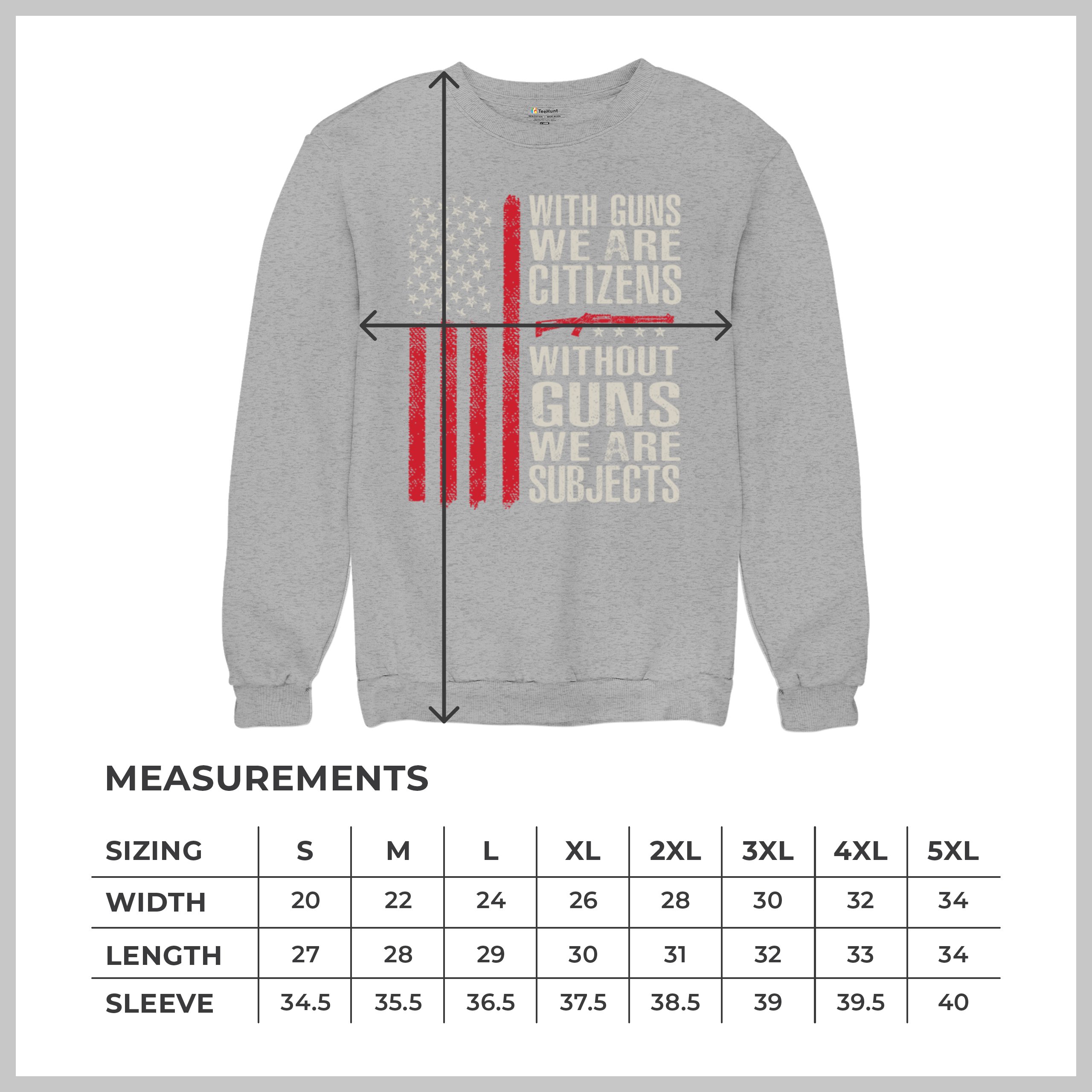 Gun Citizens Sweatshirt 2nd Amendment Patriotic Pro Gun USA Flag DD214 Crewneck - Picture 15 of 36