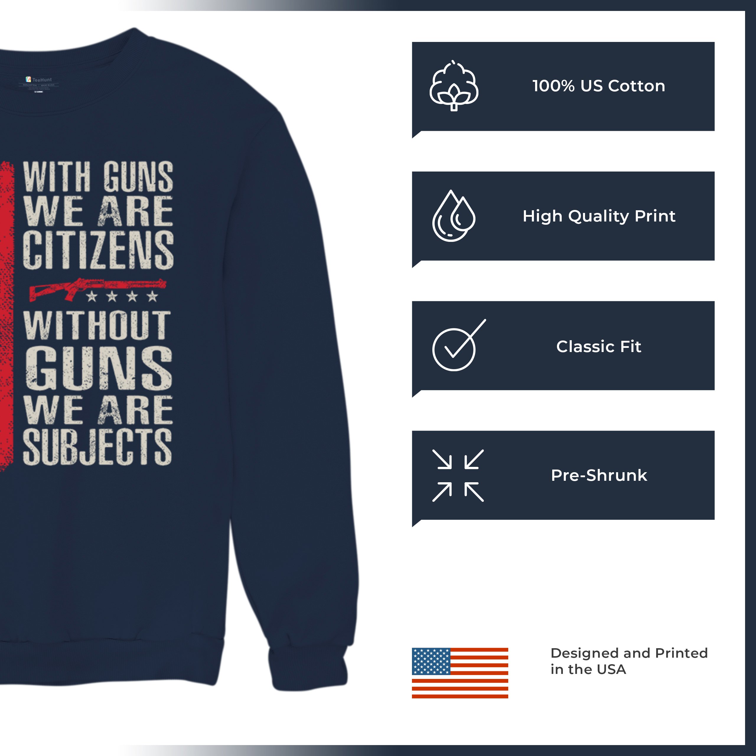 Gun Citizens Sweatshirt 2nd Amendment Patriotic Pro Gun USA Flag DD214 Crewneck - Picture 21 of 36