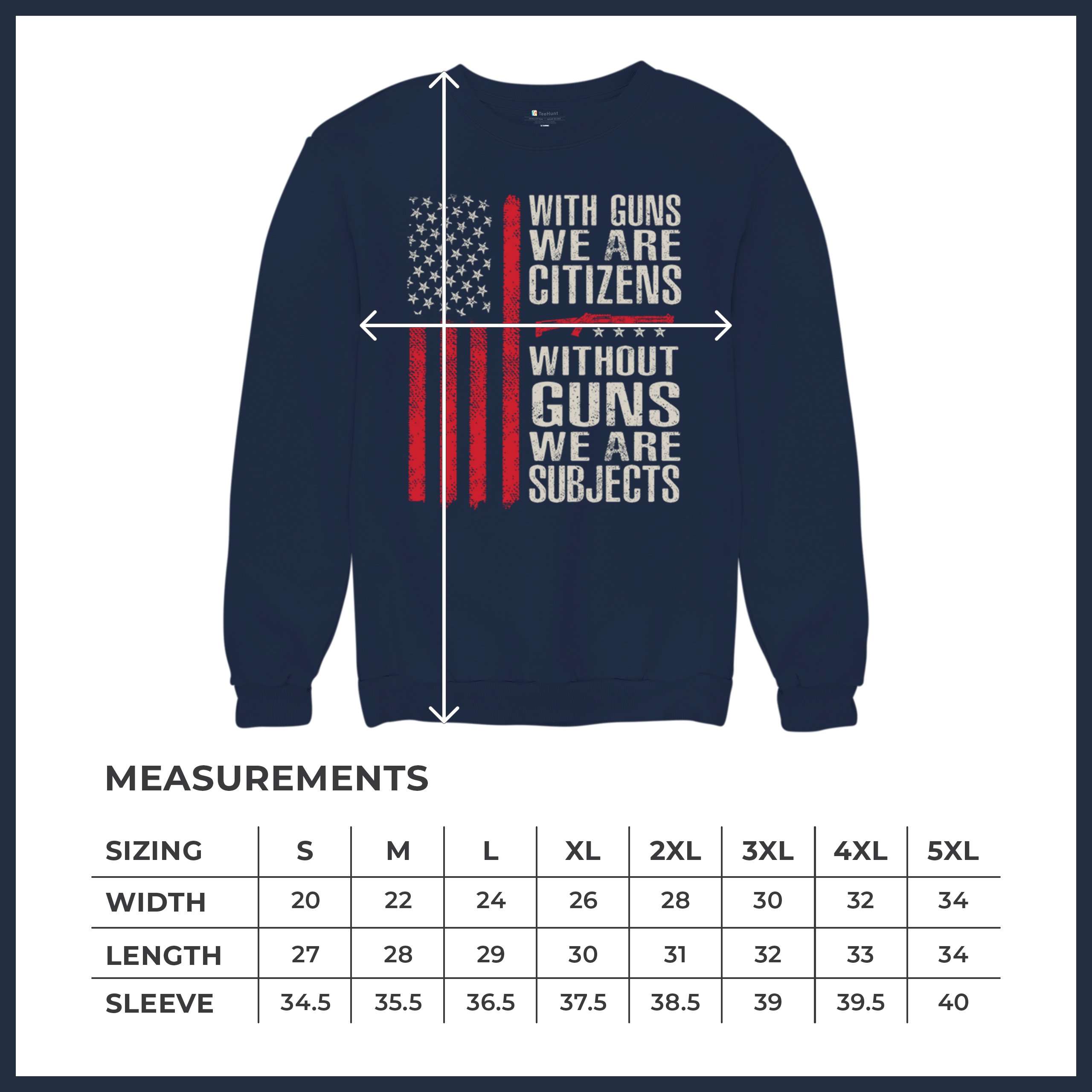 Gun Citizens Sweatshirt 2nd Amendment Patriotic Pro Gun USA Flag DD214 Crewneck - Picture 22 of 36