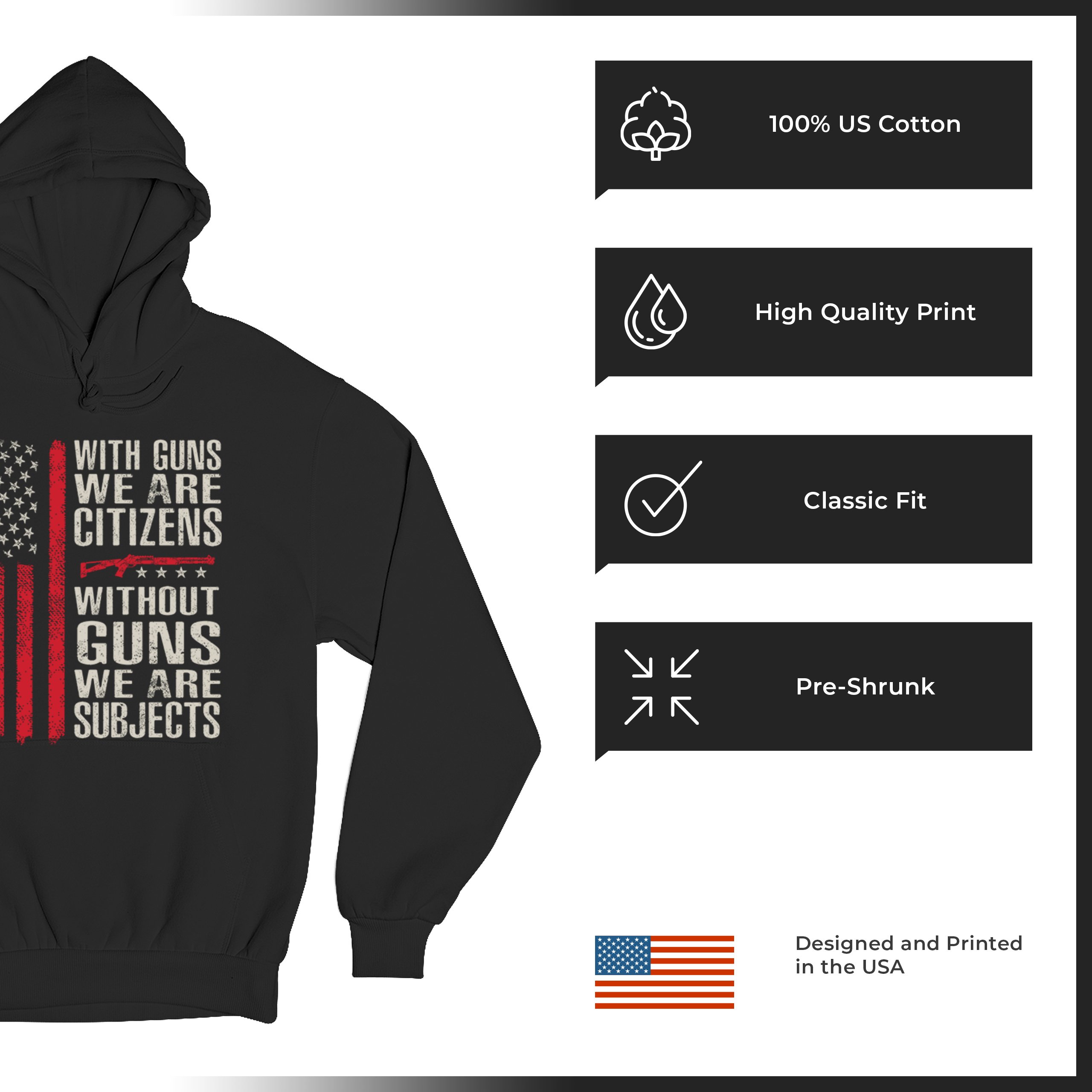 Gun Citizens Sweatshirt 2nd Amendment Patriotic Pro Gun USA Flag DD214 Hoodie - Picture 7 of 29