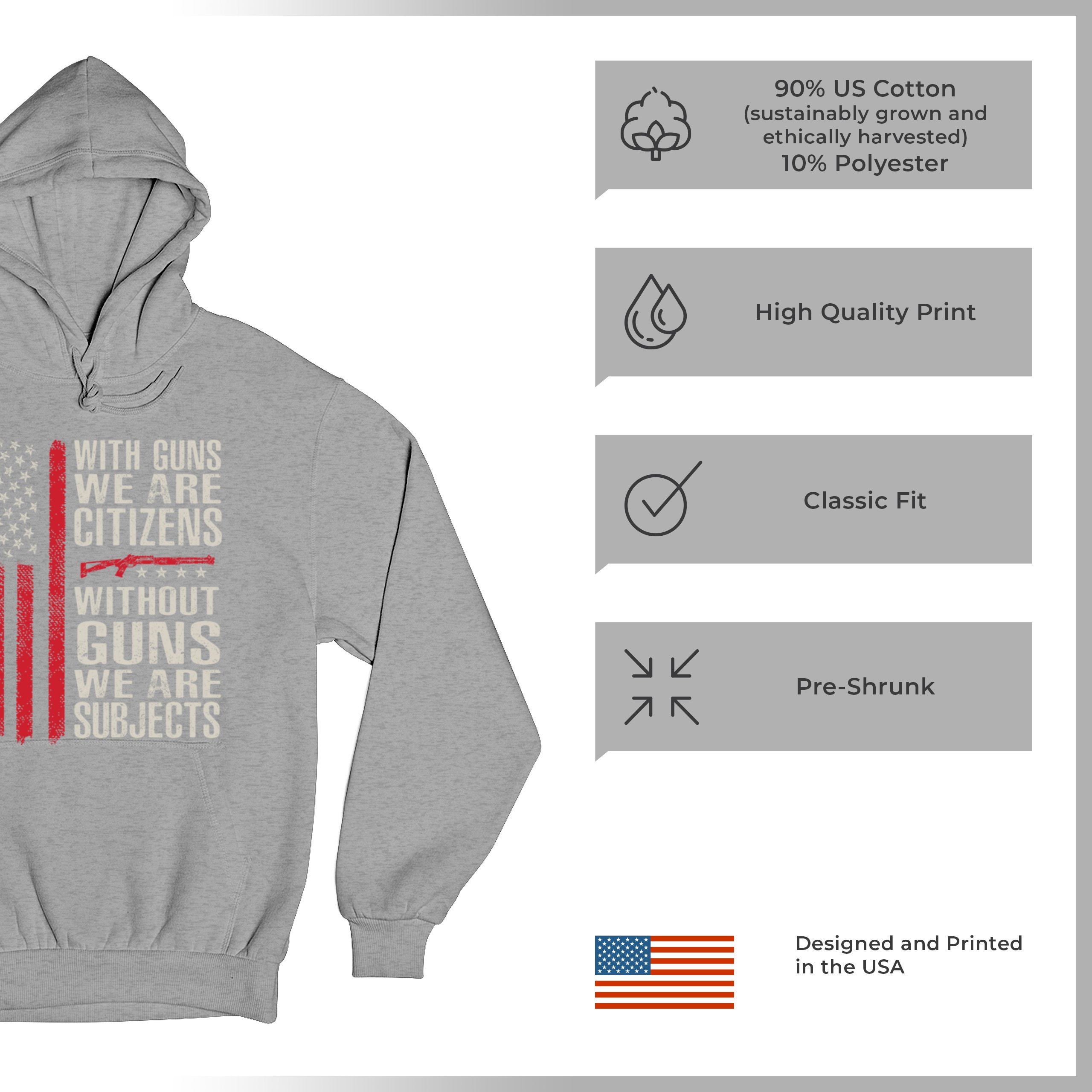 Gun Citizens Sweatshirt 2nd Amendment Patriotic Pro Gun USA Flag DD214 Hoodie - Picture 14 of 29