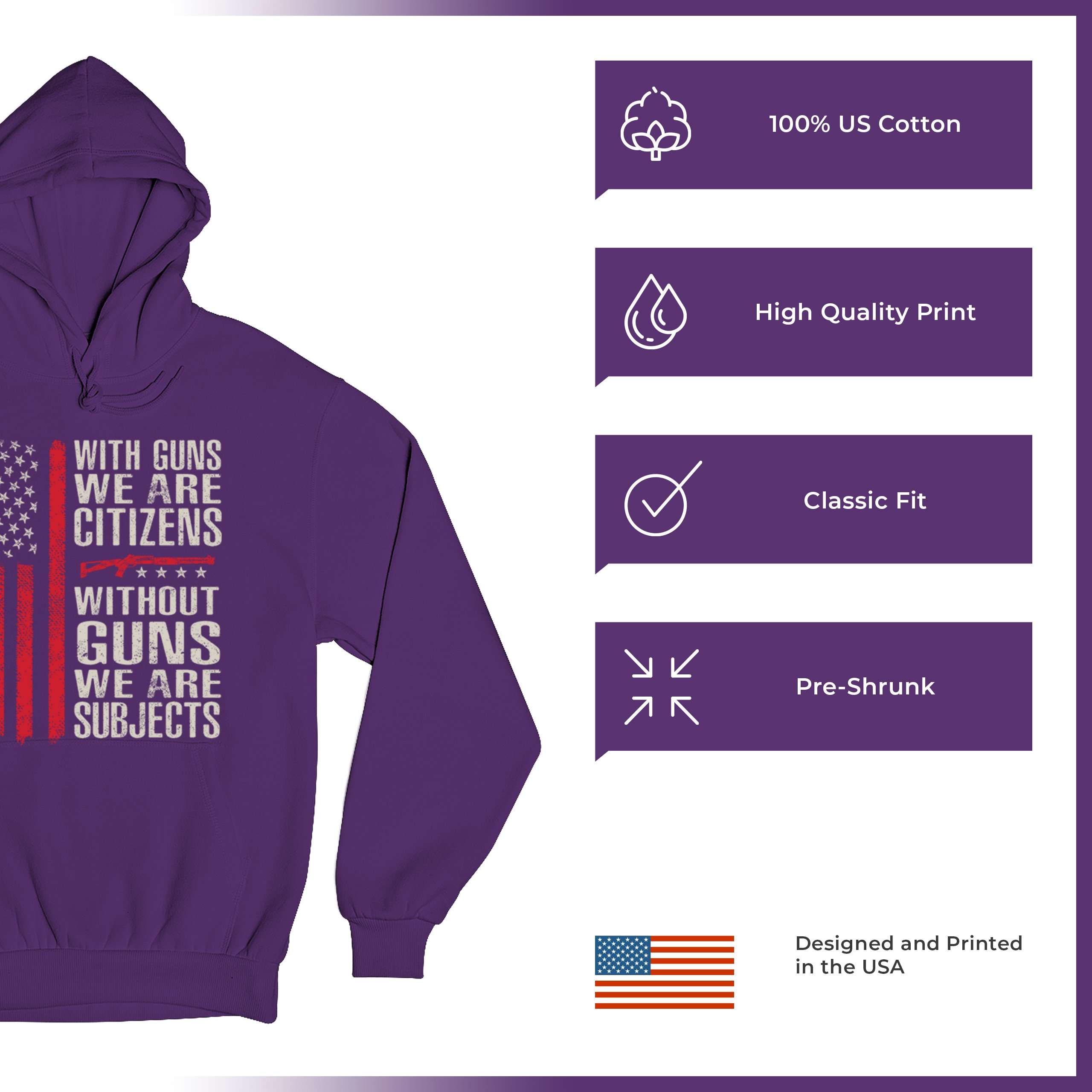 Gun Citizens Sweatshirt 2nd Amendment Patriotic Pro Gun USA Flag DD214 Hoodie - Picture 21 of 29
