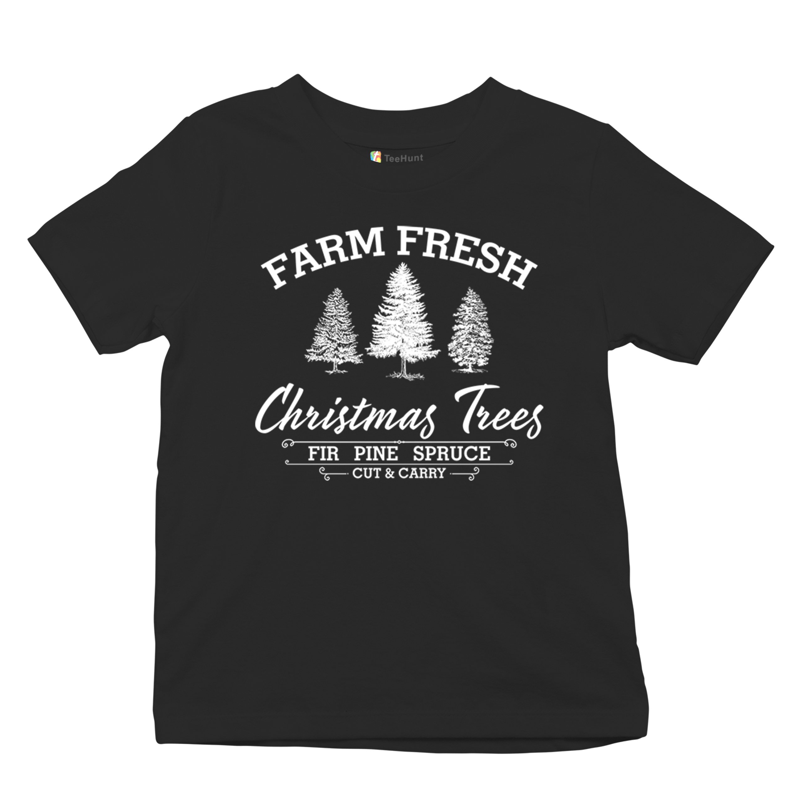 Farm Fresh Christmas Trees Youth T-shirt Xmas Holiday Spirit Festive Kids - Picture 6 of 43