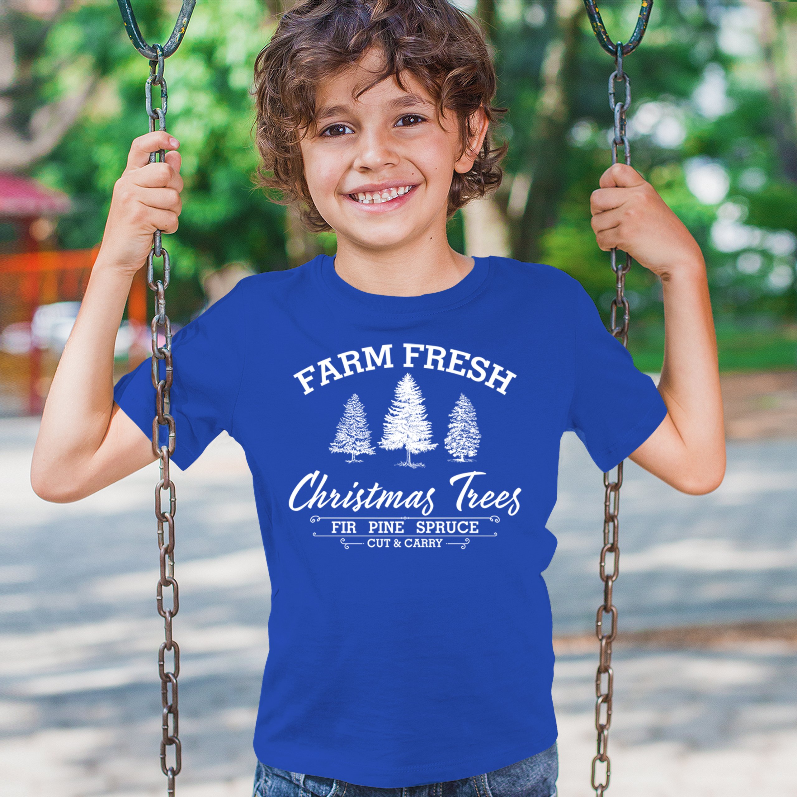 Farm Fresh Christmas Trees Youth T-shirt Xmas Holiday Spirit Festive Kids - Picture 33 of 43