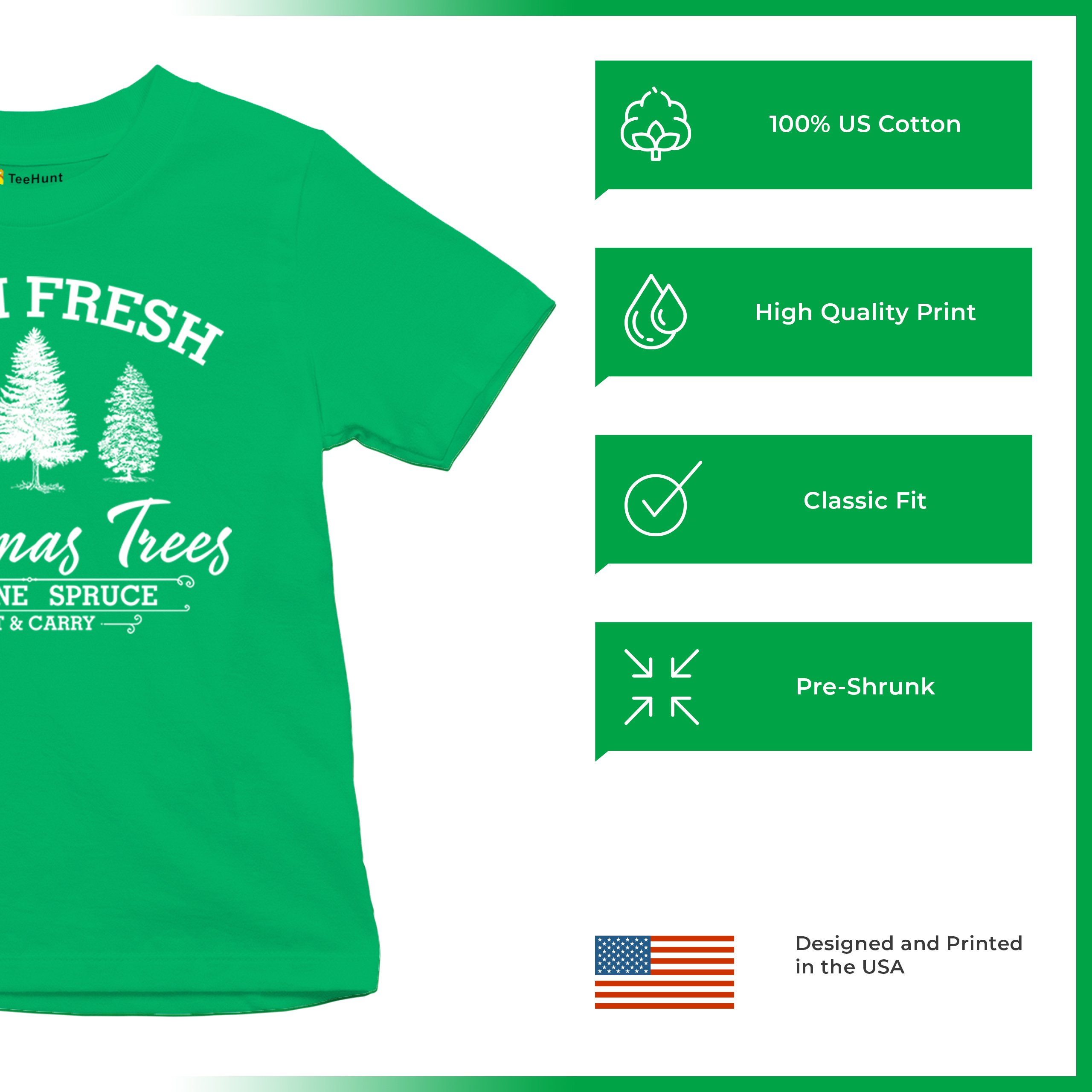Farm Fresh Christmas Trees Youth T-shirt Xmas Holiday Spirit Festive Kids - Picture 14 of 43