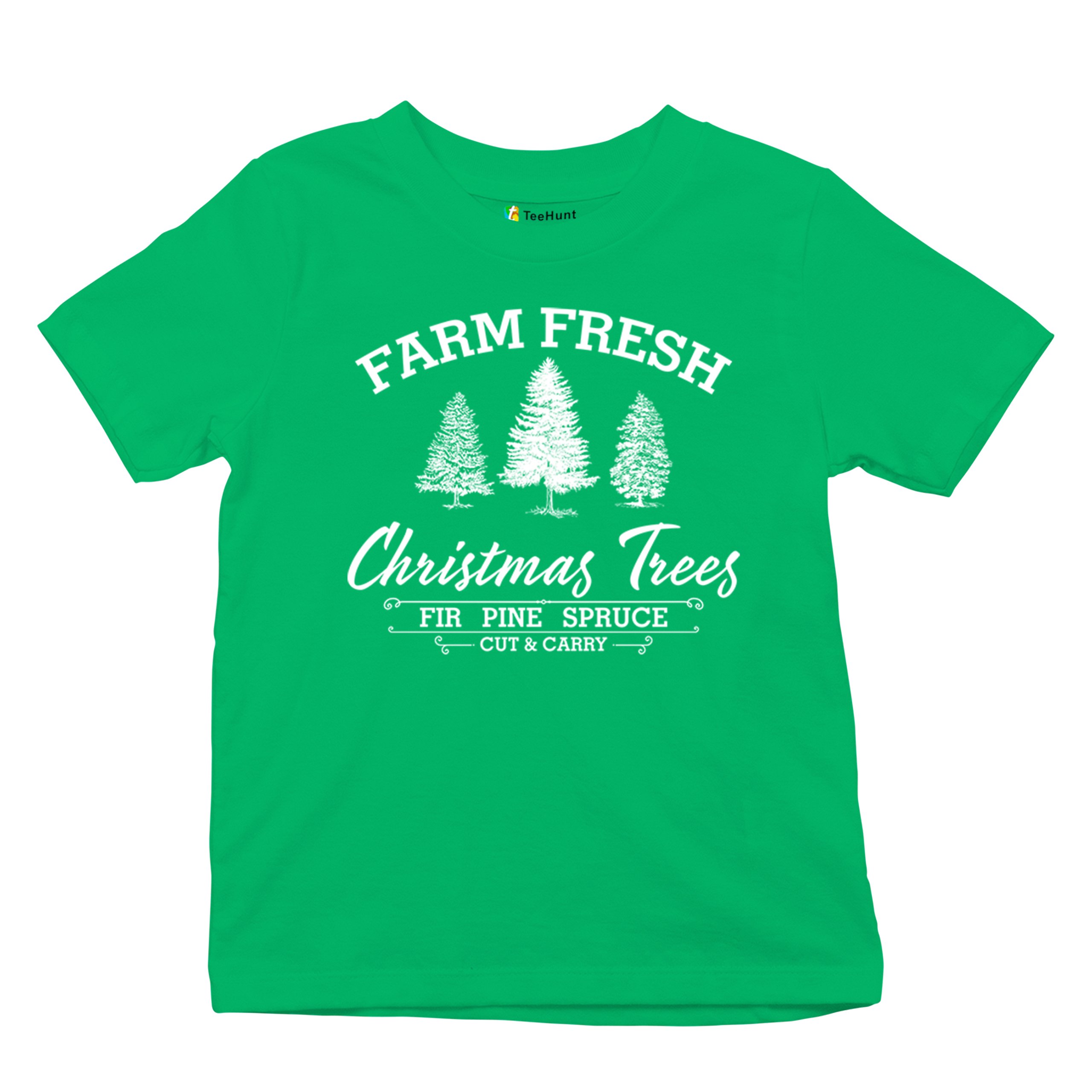 Farm Fresh Christmas Trees Youth T-shirt Xmas Holiday Spirit Festive Kids - Picture 13 of 43