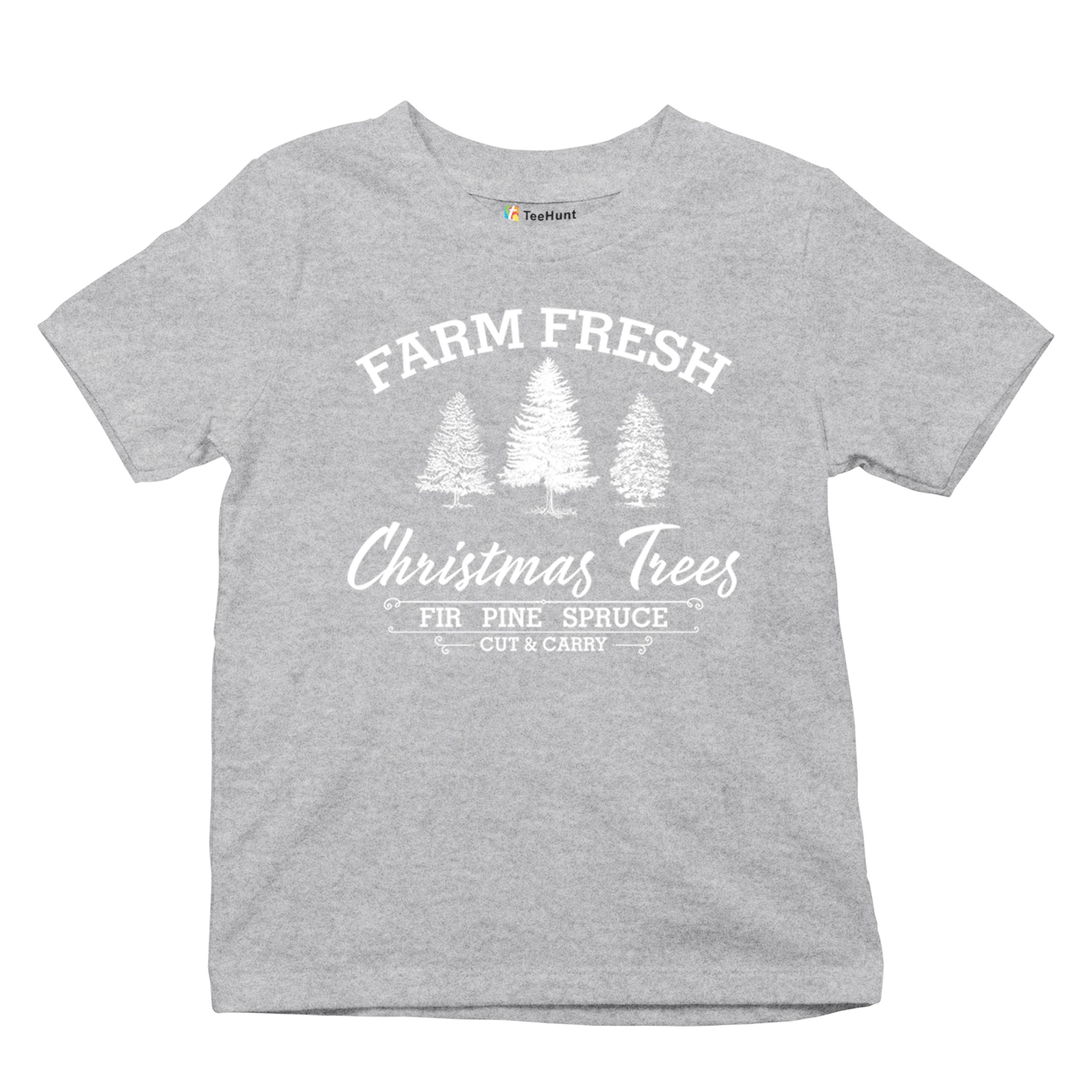 Farm Fresh Christmas Trees Youth T-shirt Xmas Holiday Spirit Festive Kids - Picture 20 of 43