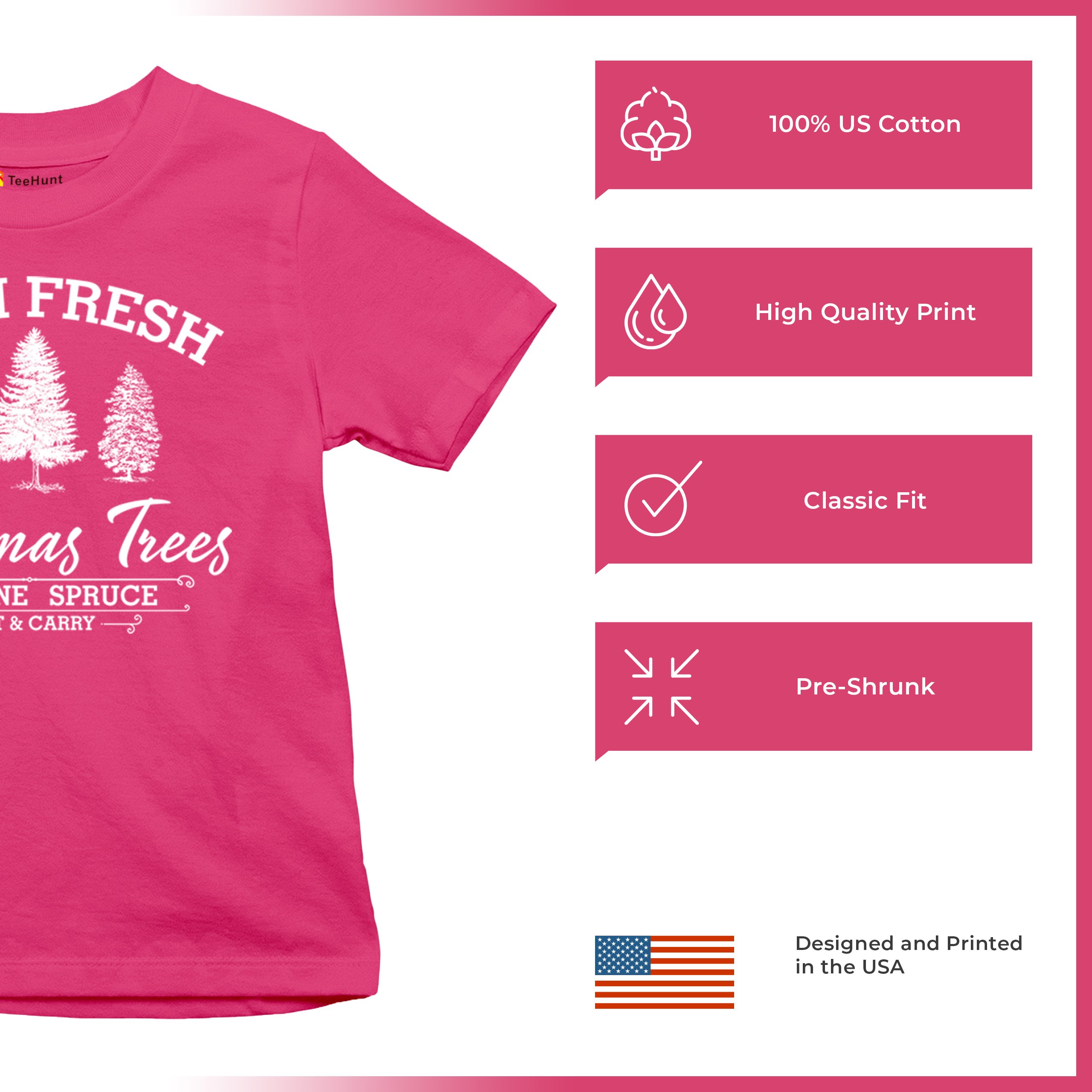 Farm Fresh Christmas Trees Youth T-shirt Xmas Holiday Spirit Festive Kids - Picture 42 of 43