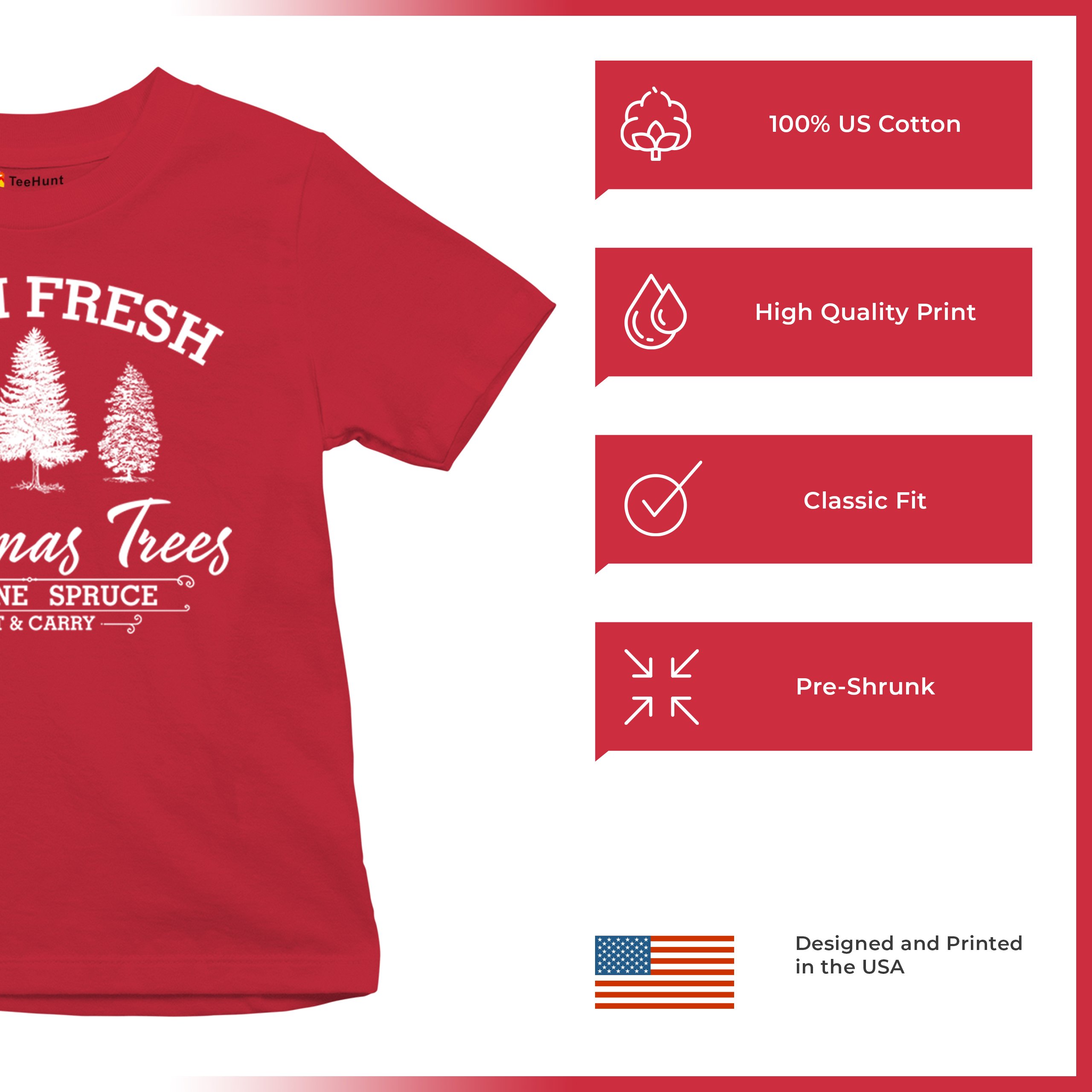 Farm Fresh Christmas Trees Youth T-shirt Xmas Holiday Spirit Festive Kids - Picture 28 of 43