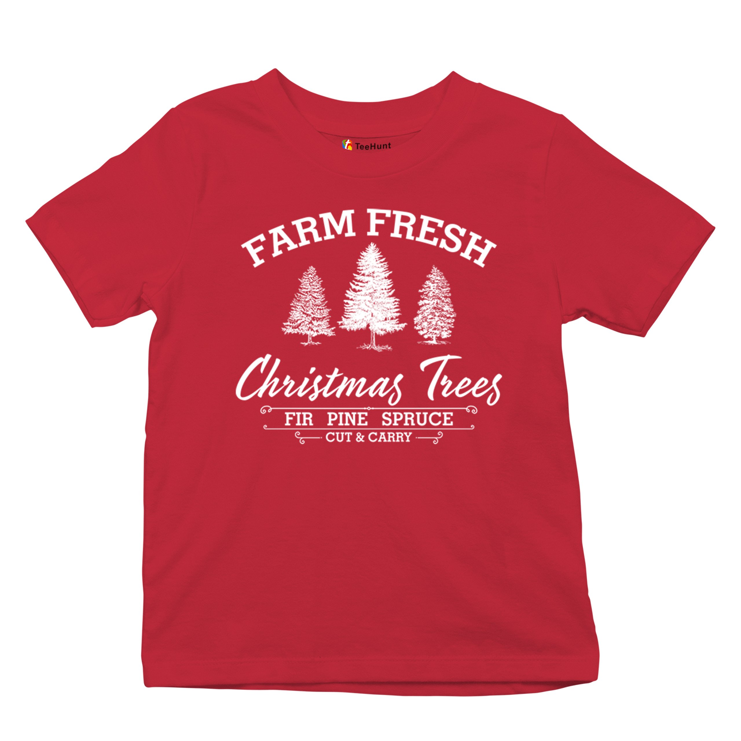 Farm Fresh Christmas Trees Youth T-shirt Xmas Holiday Spirit Festive Kids - Picture 27 of 43